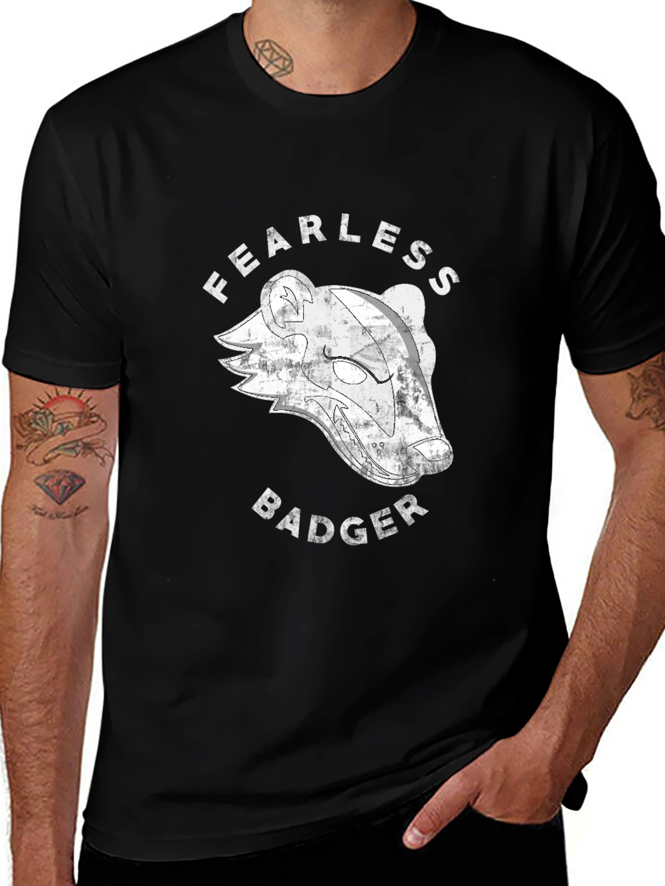 Variant 22 of Fearless Badger Graphic T-Shirt - Black