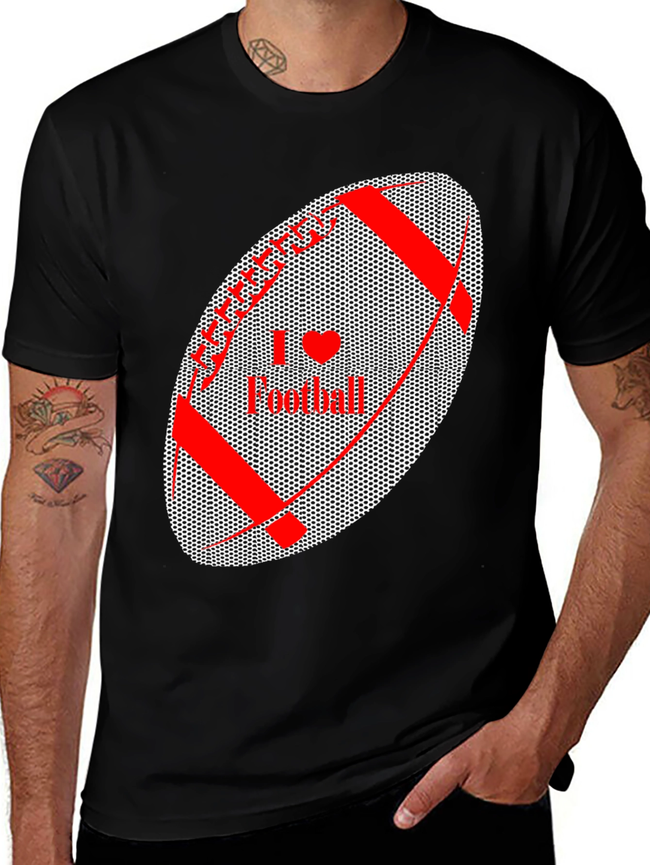 Variant 23 of I Love Football Graphic Tee - Black