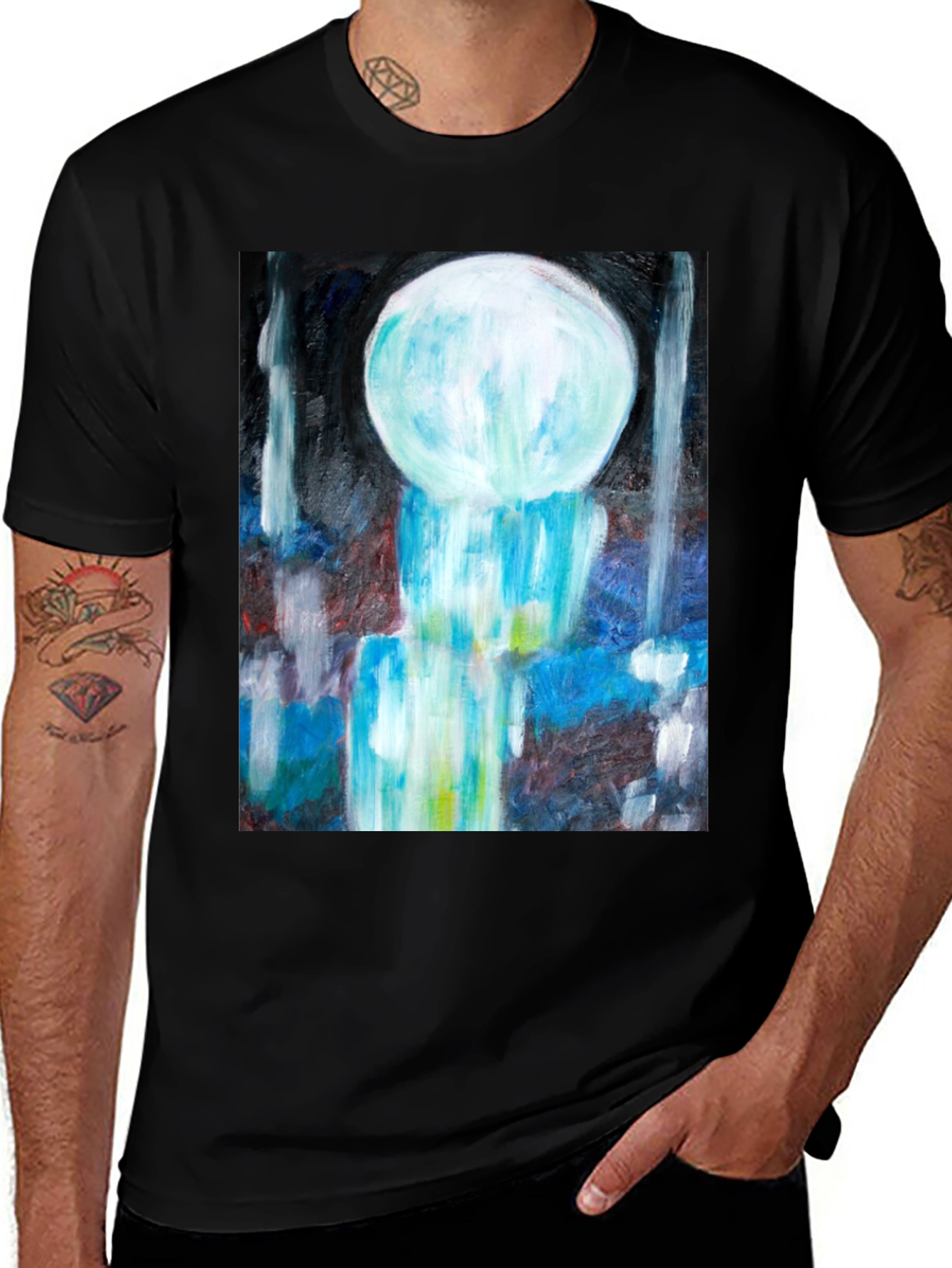 Variant 10 of Abstract Art Tee - Modern Graphic Print Black T-Shirt