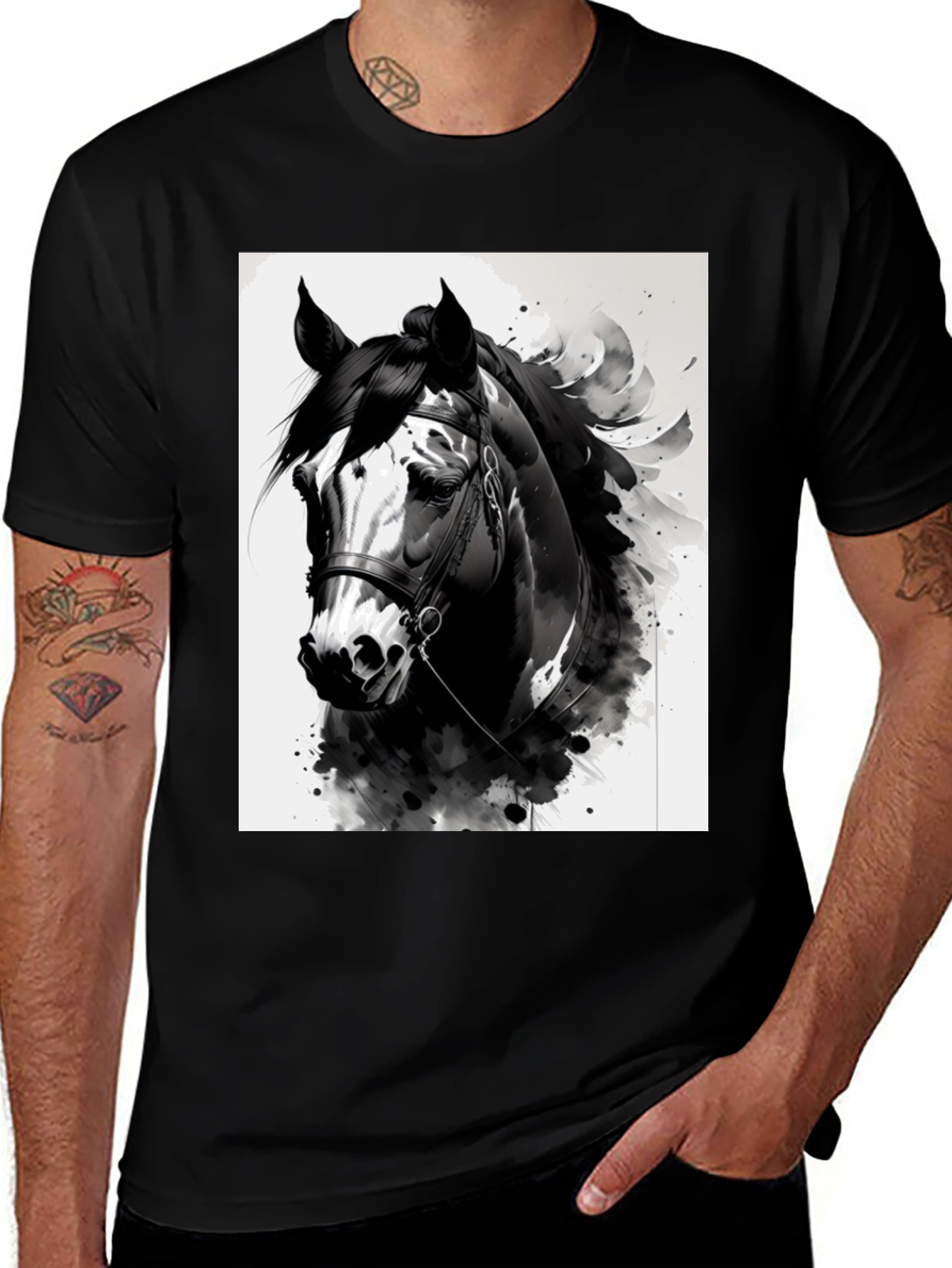 Variant 30 of Horse Graphic Black T-Shirt