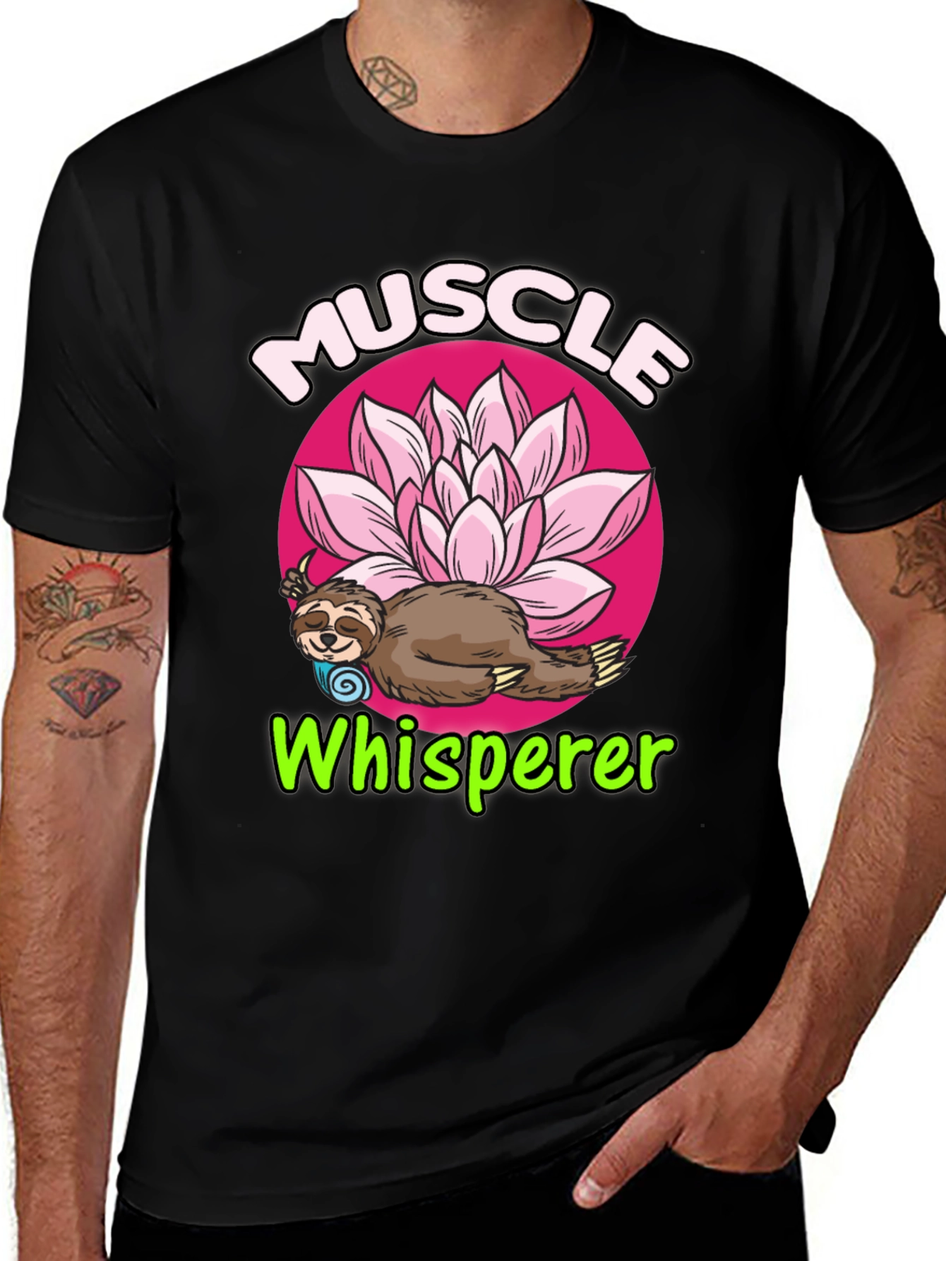 Variant 20 of Muscle Whisperer Sloth Lotus T-Shirt