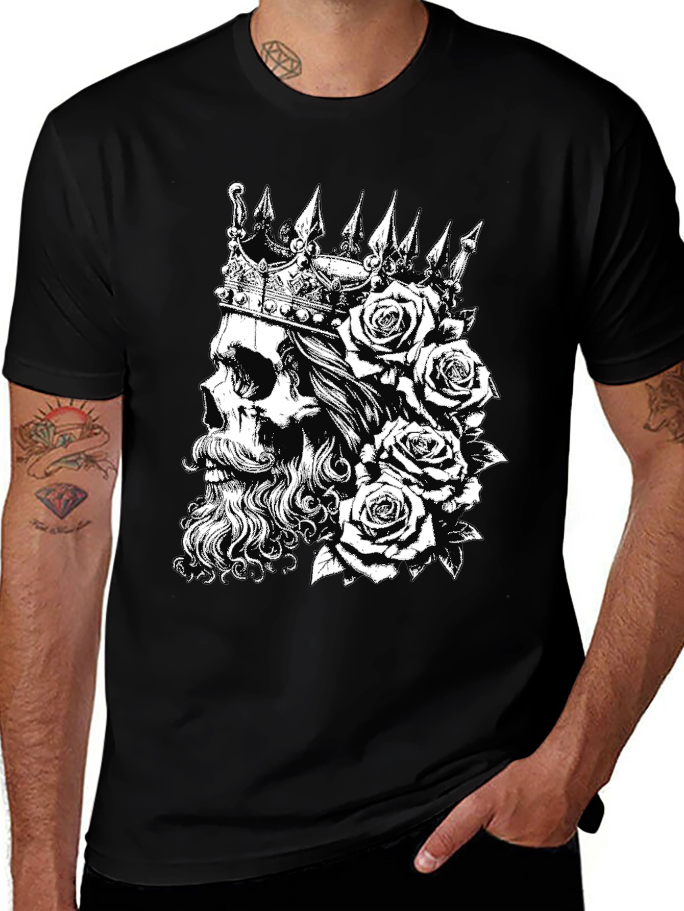 Black Skull King Rose T-Shirt - Black main image