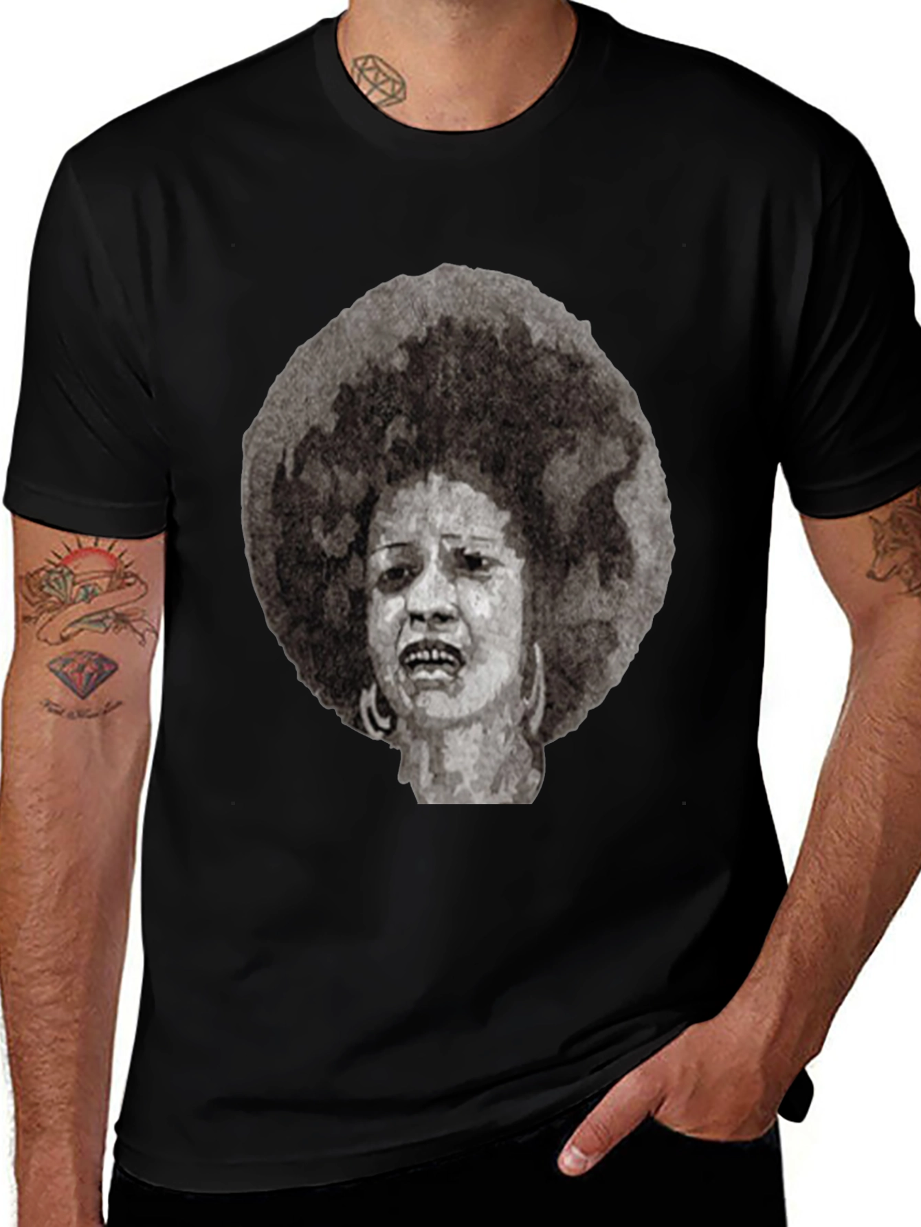 Variant 11 of Afro Woman Graphic Tee - Black Cotton T-Shirt