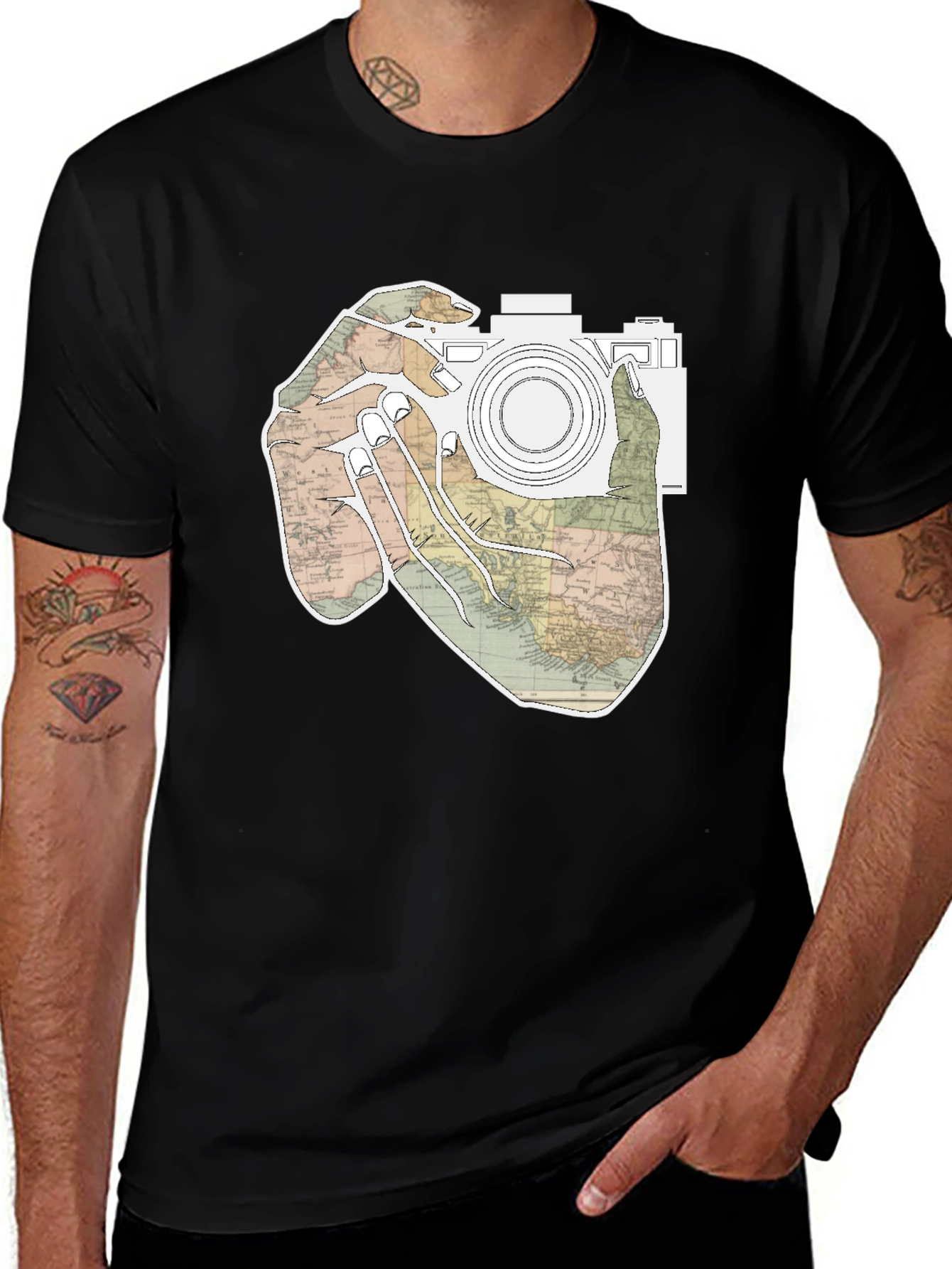 Variant 25 of World Map Camera T-Shirt