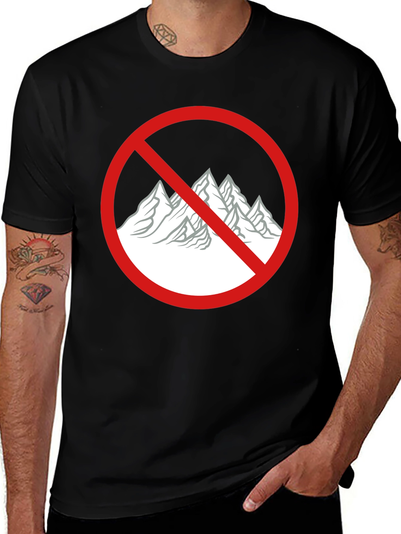 Variant 21 of No Mountains T-Shirt - Graphic Tee - Men's Black Shirt