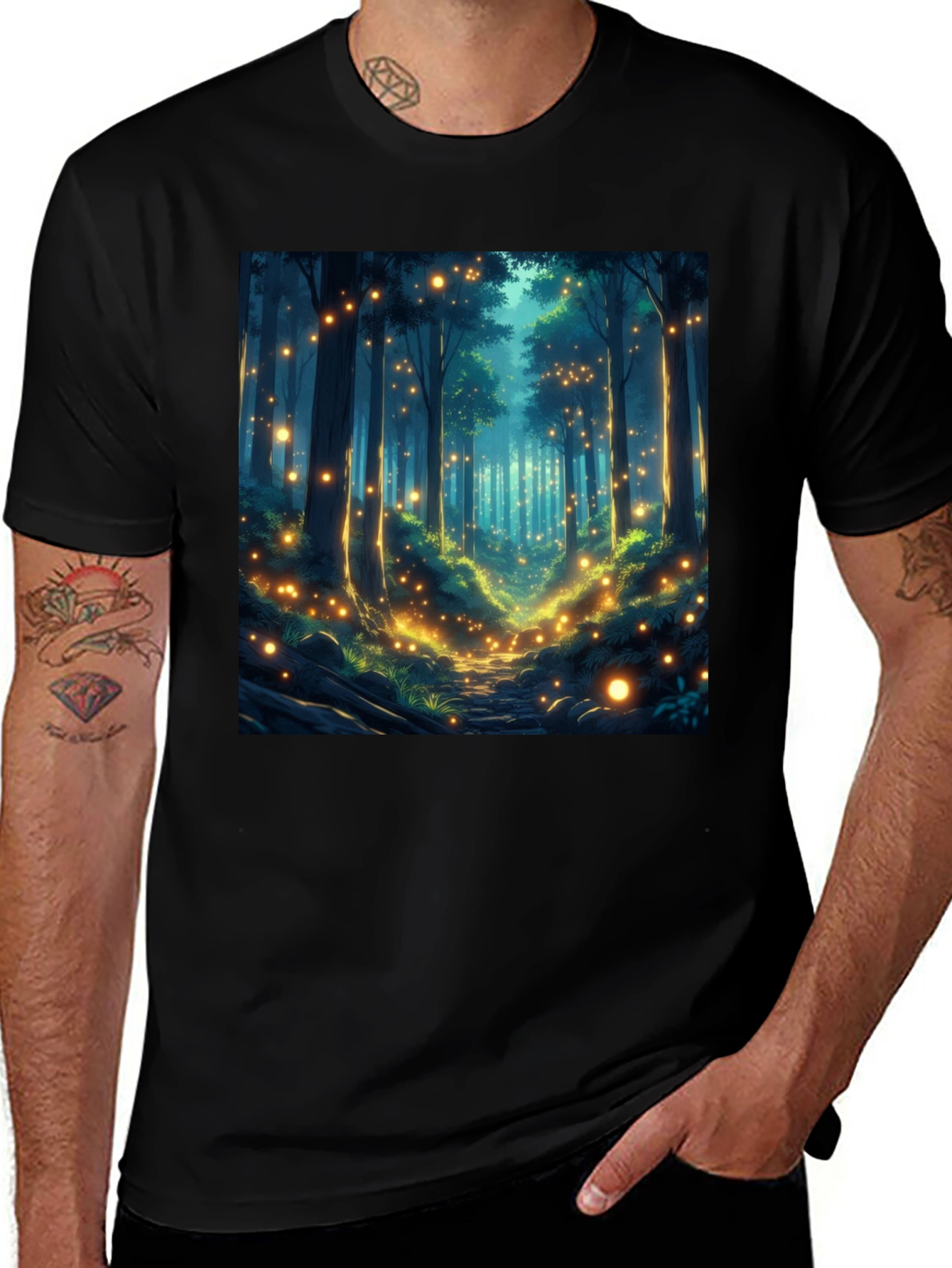 Variant 4 of Enchanted Forest T-Shirt - Mystical Woodland Design
