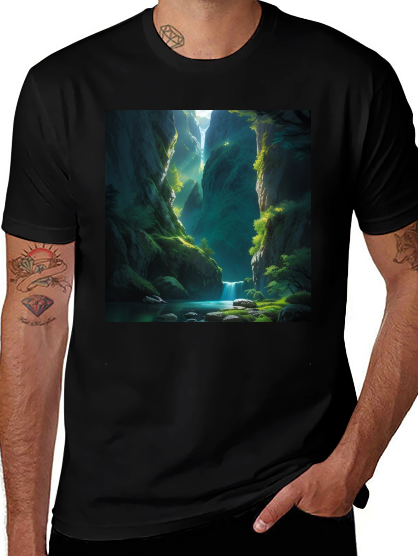 Variant 27 of Nature's Path Tee: Black Graphic T-Shirt