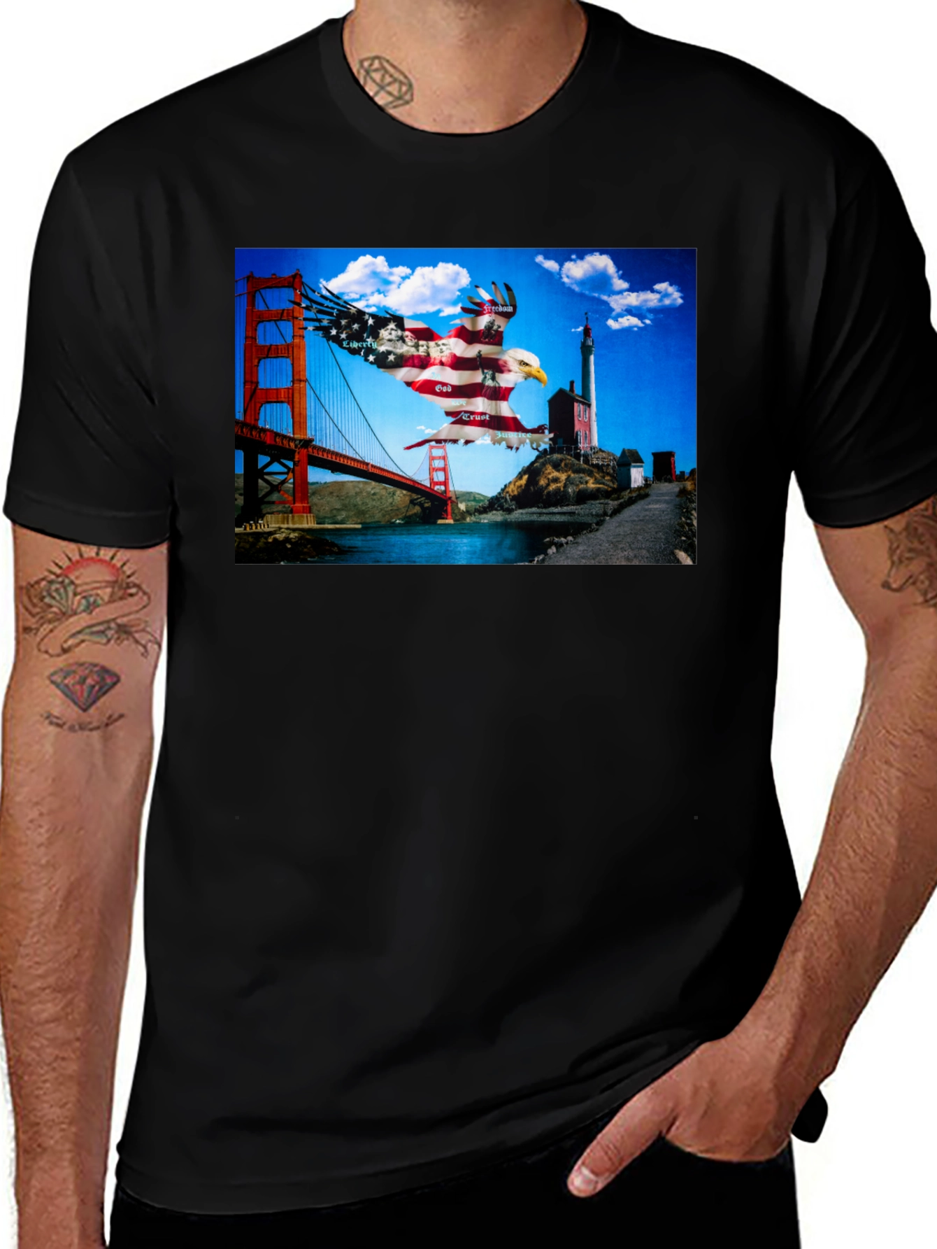 Variant 21 of USA Eagle Golden Gate Black T-Shirt