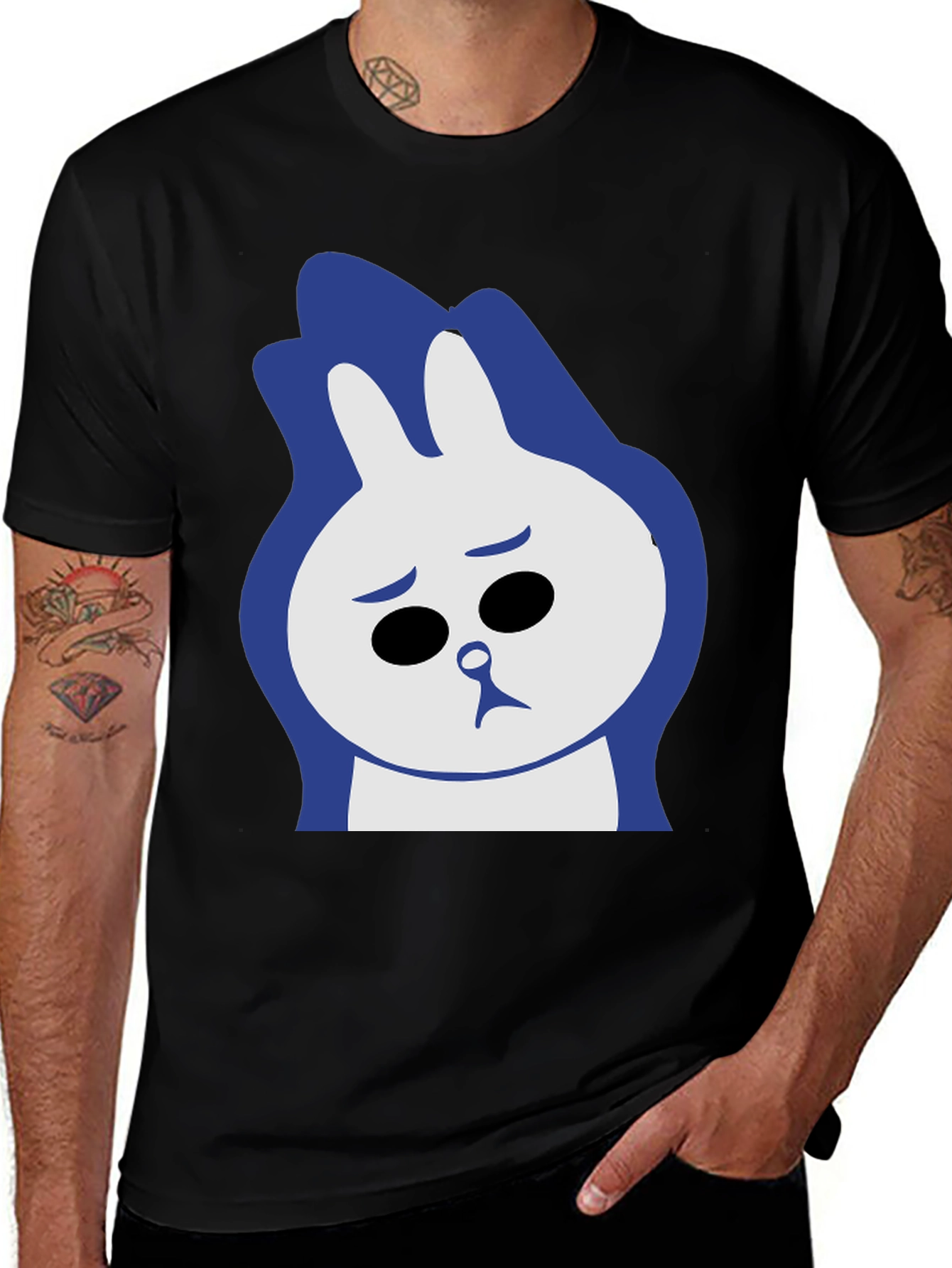 Variant 16 of Sad Bunny Graphic Tee - Black Cotton Blend T-Shirt
