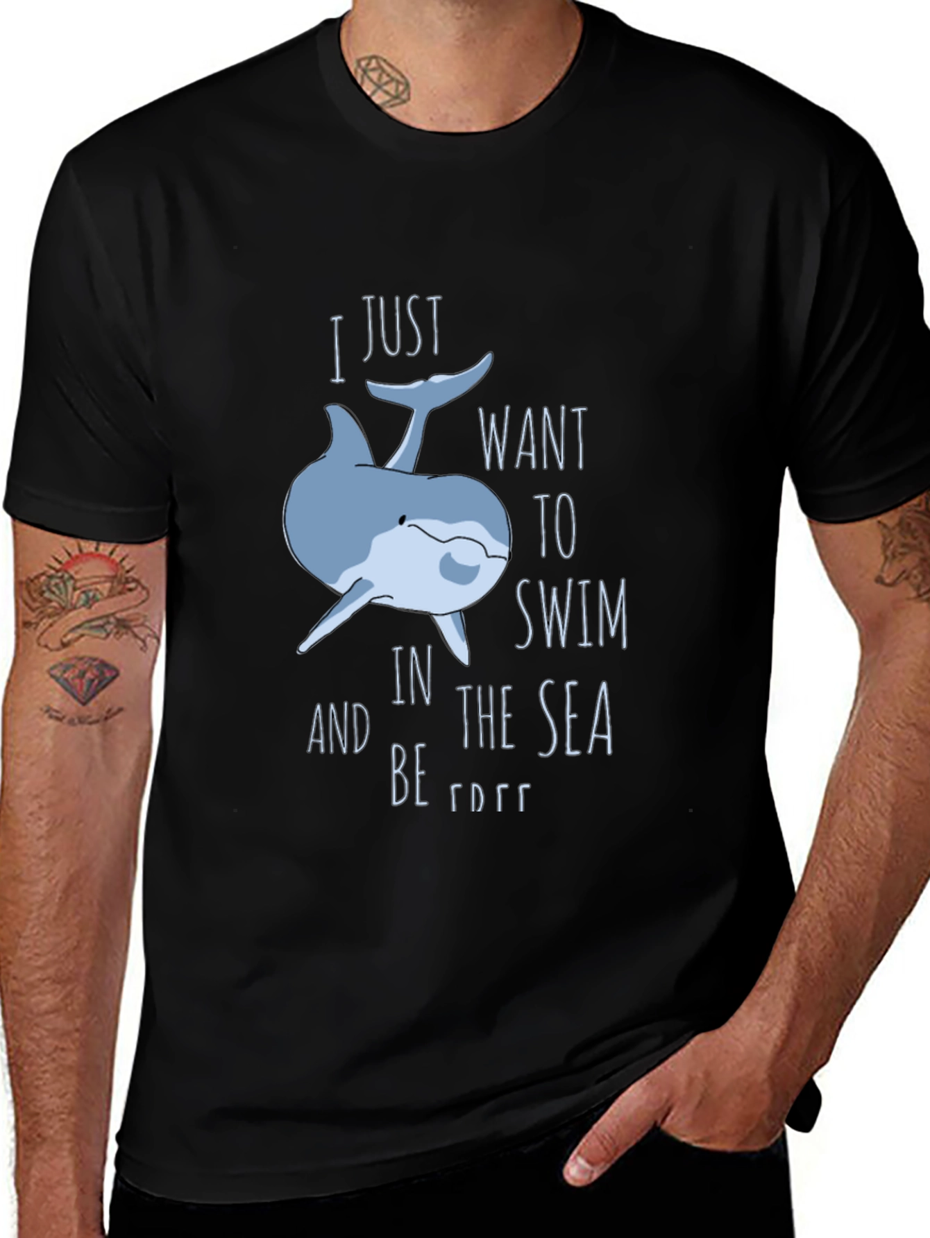 Variant 30 of Whimsical Dolphin T-Shirt: Swim Free