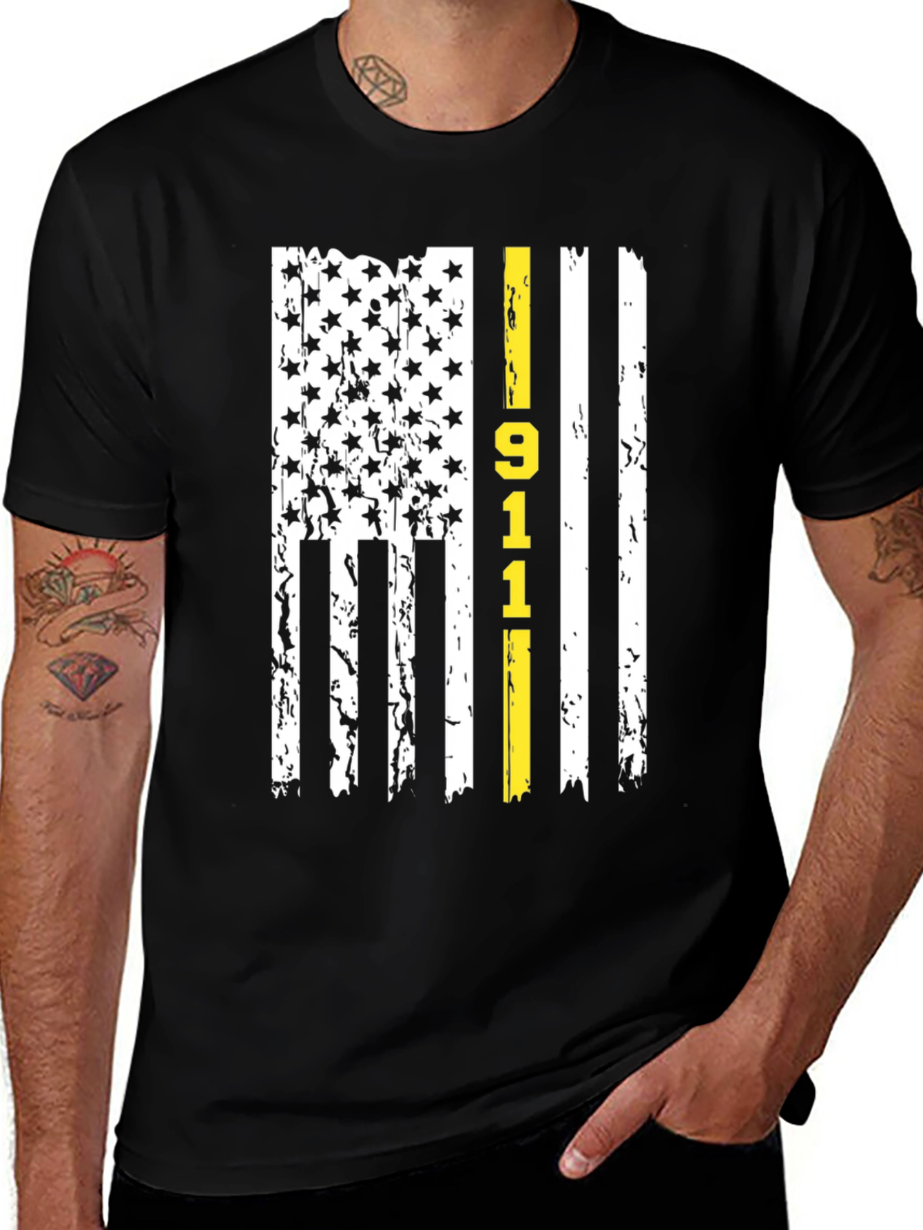 911 Dispatcher Thin Yellow Line American Flag T-Shirt