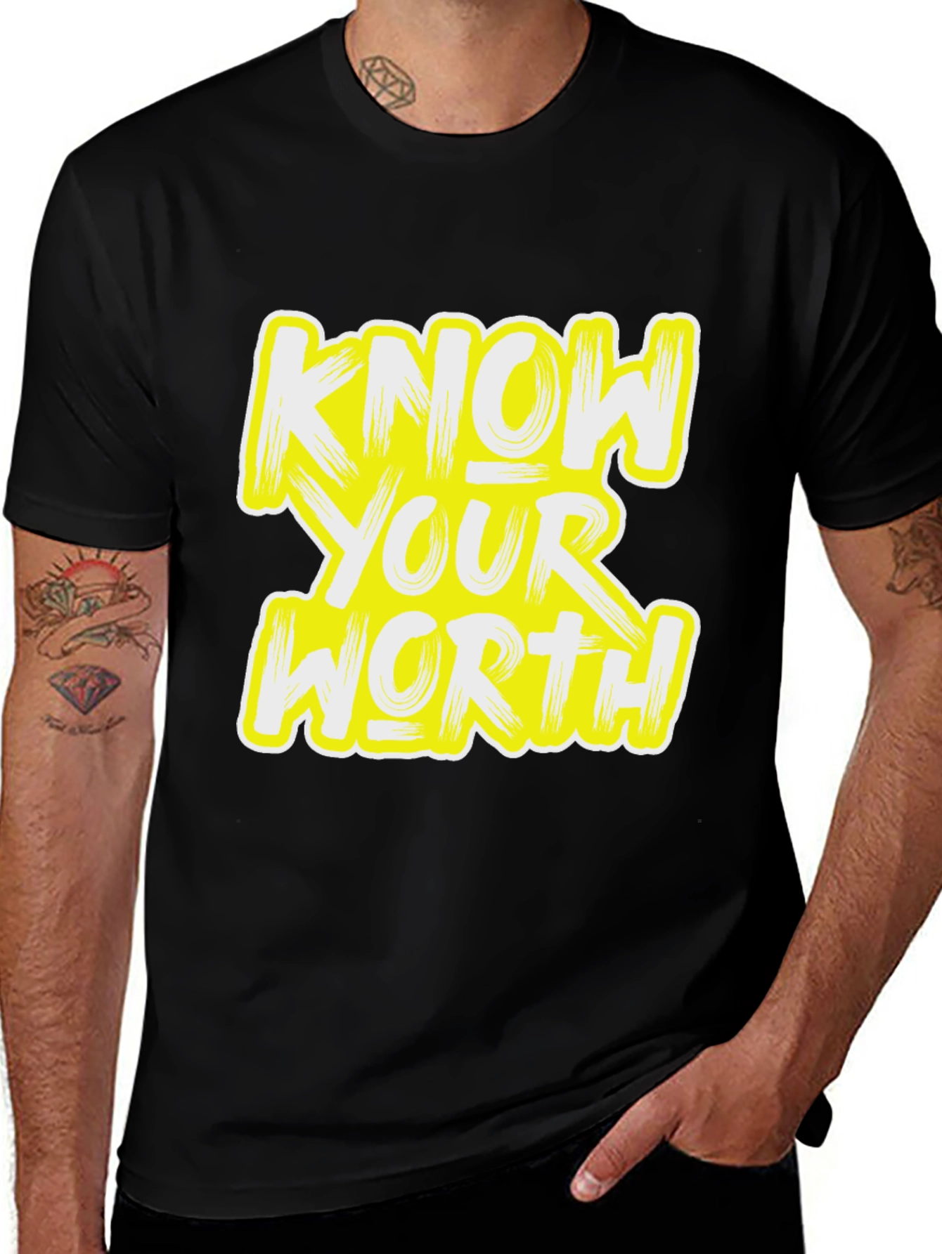 Variant 10 of Know Your Worth Graphic T-Shirt - Black