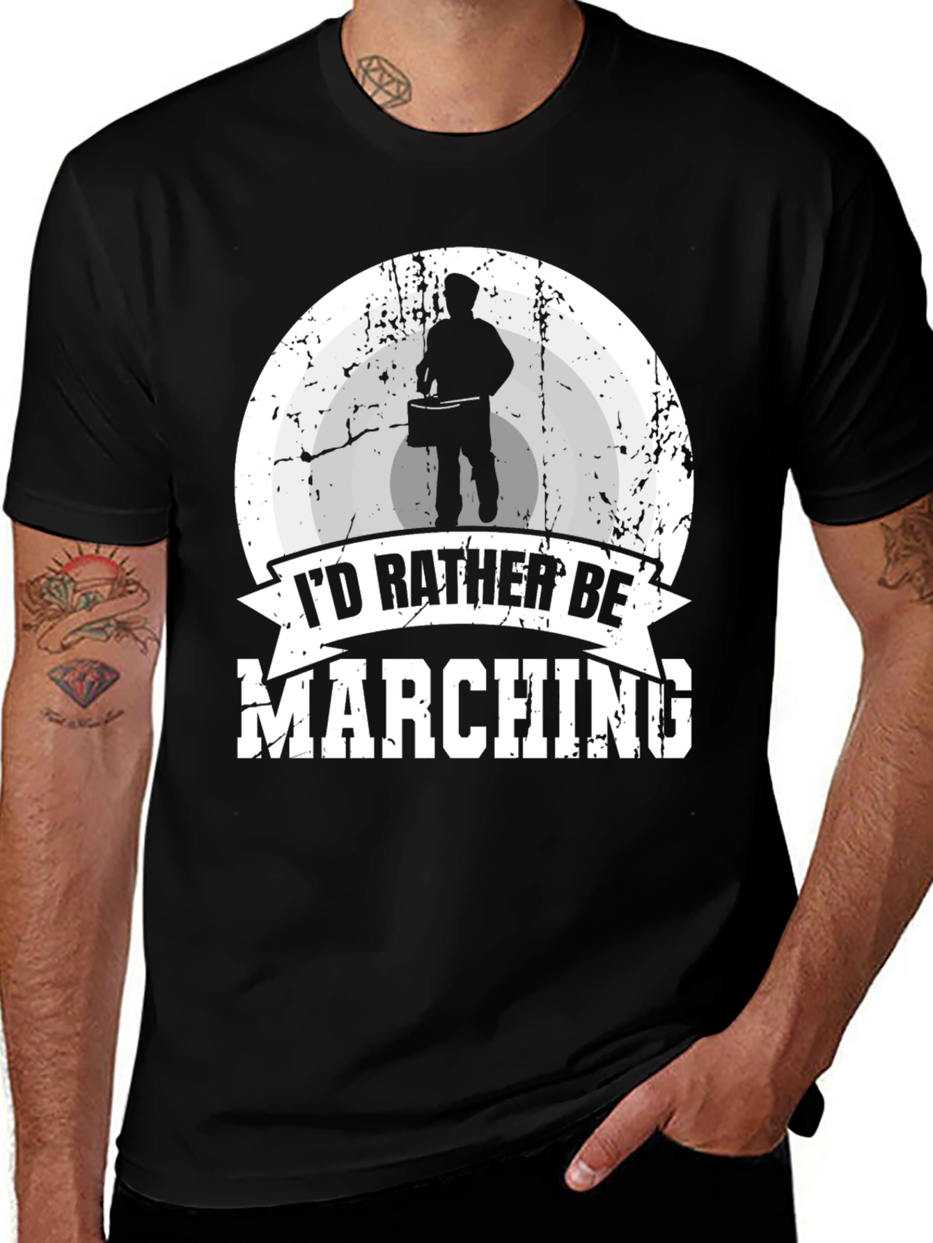 Variant 7 of I'd Rather Be Marching T-Shirt Black Cotton
