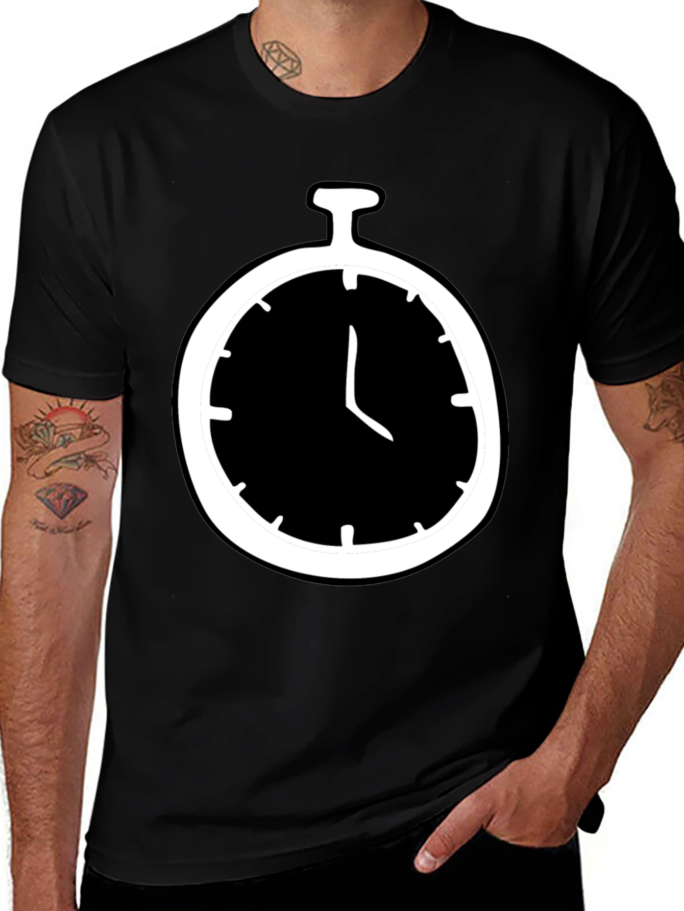 Variant 2 of Stopwatch Graphic Tee - Mens Black Cotton T-Shirt