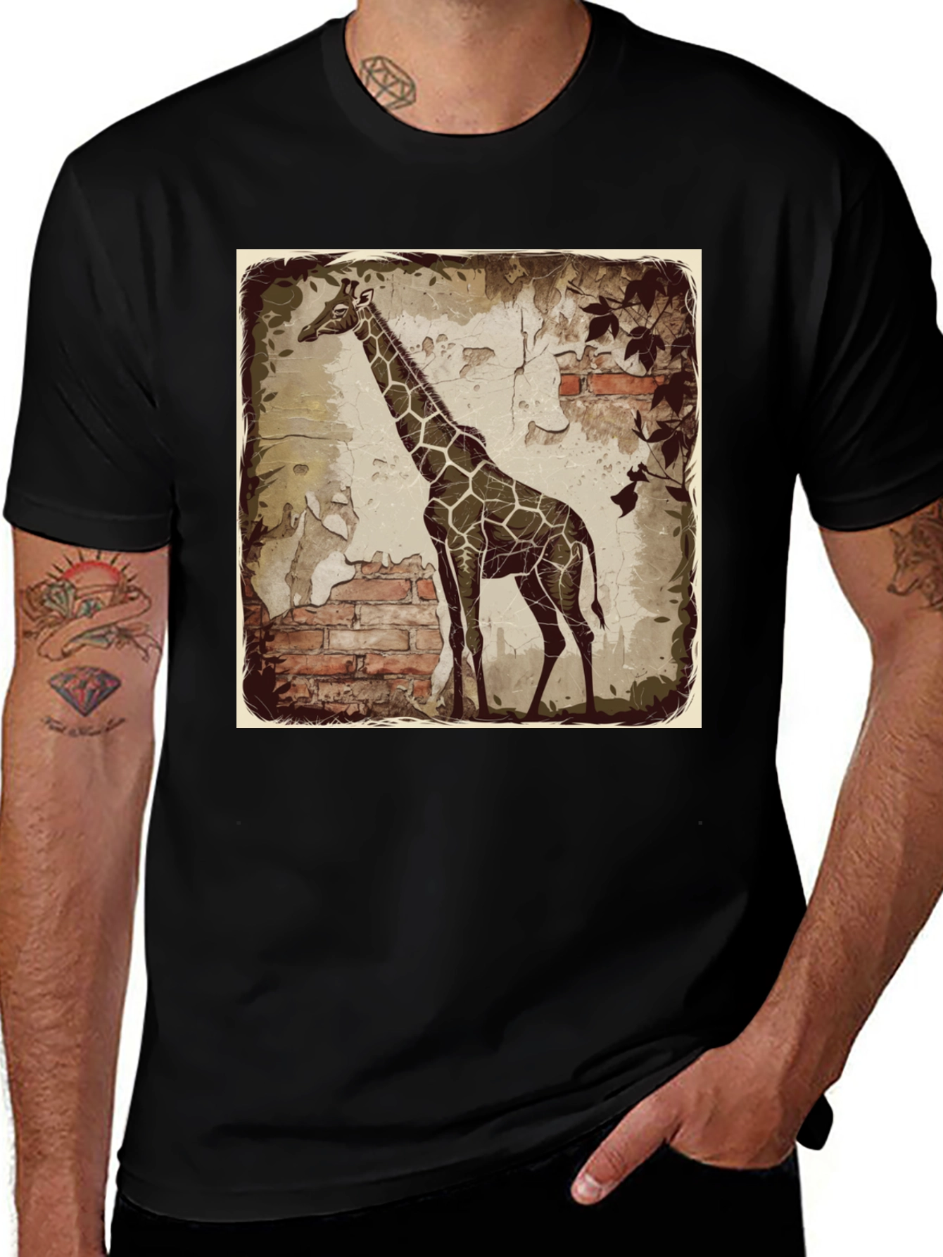 Variant 24 of Giraffe Graphic Tee - Artistic Animal Design