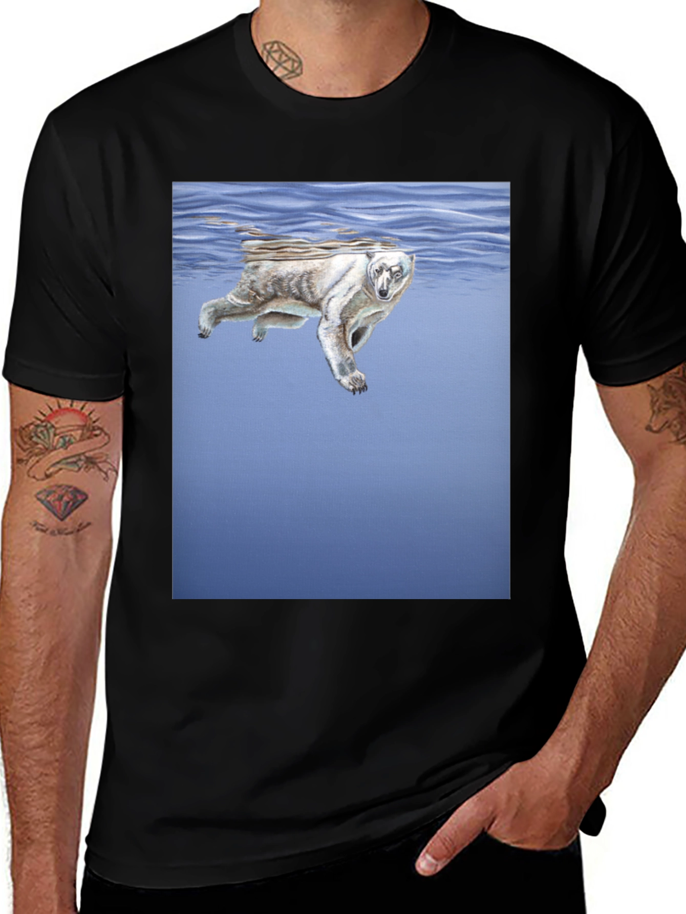 Variant 9 of Polar Bear Swimming Graphic Tee