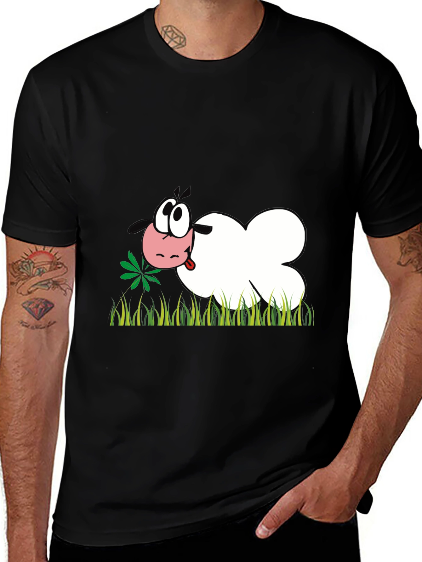 Variant 9 of Cartoon Sheep T-Shirt - Black, Funny Design
