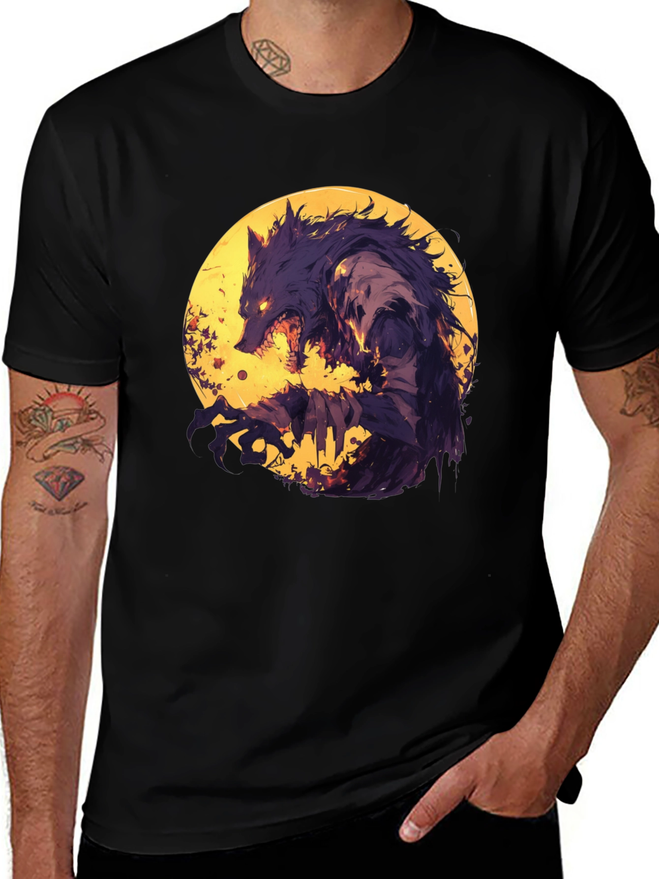 Variant 6 of Werewolf Moon Graphic T-Shirt - Unique Design