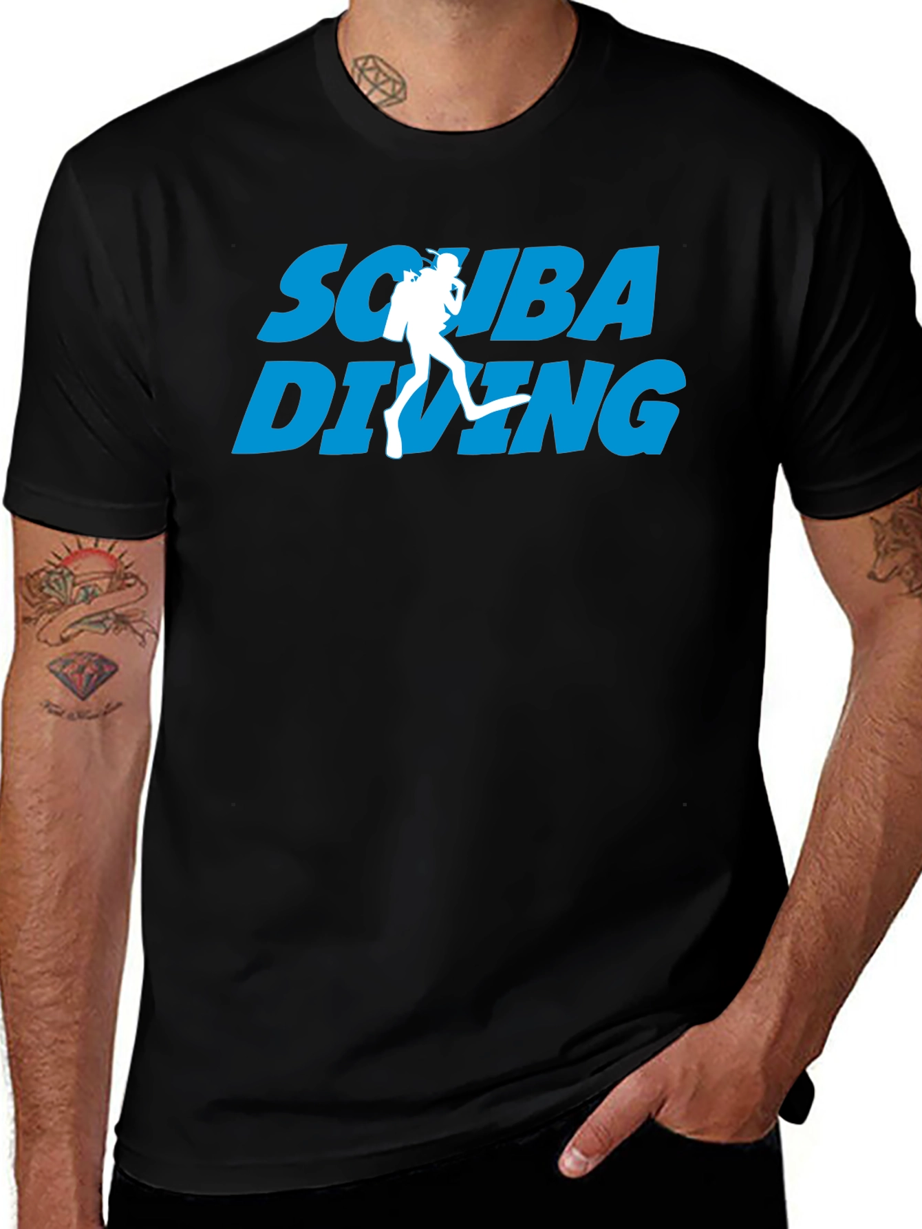Variant 21 of Scuba Diving Graphic Print Black T-Shirt