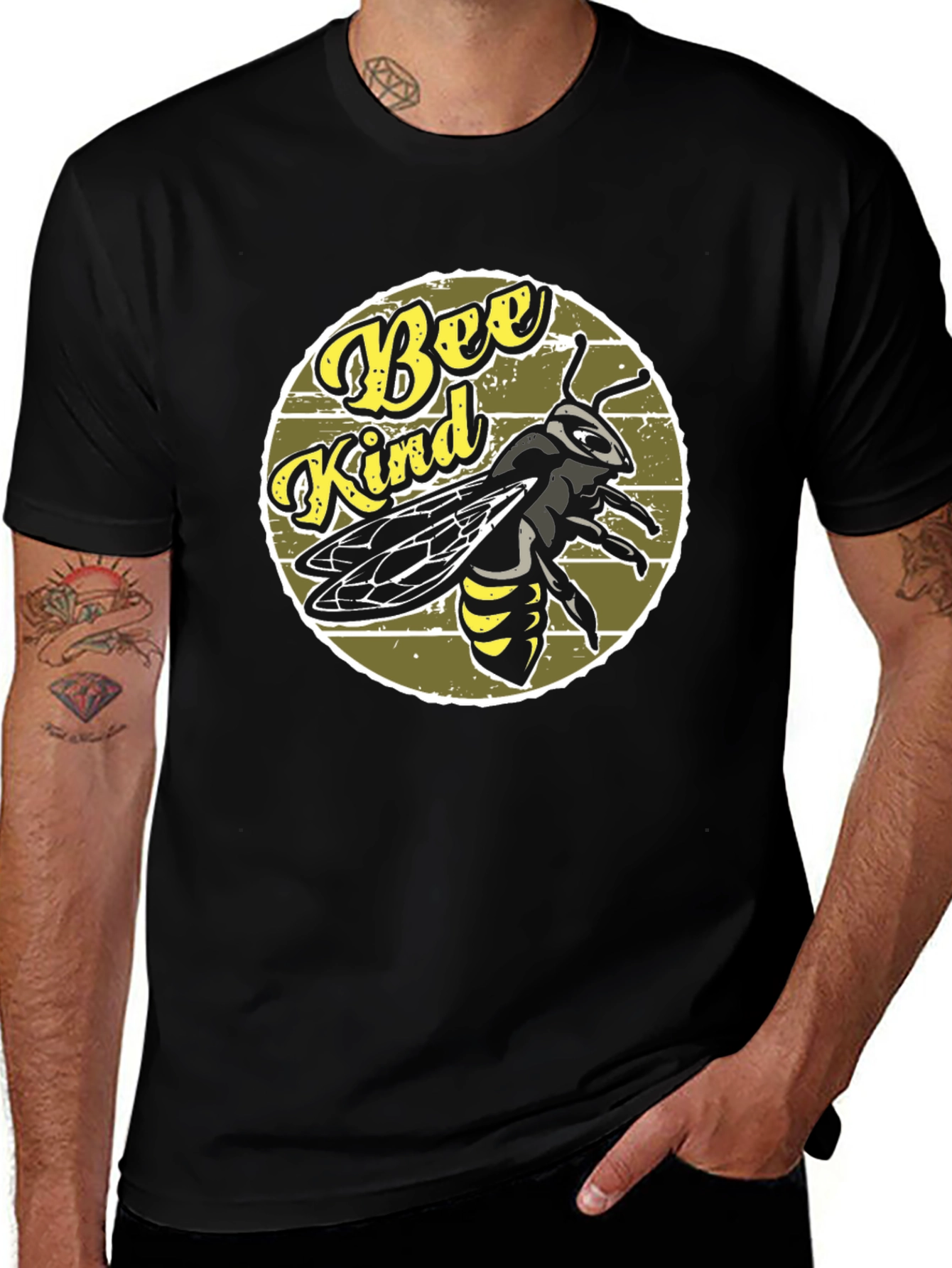 Bee Kind Graphic Tee - Black Cotton T-Shirt