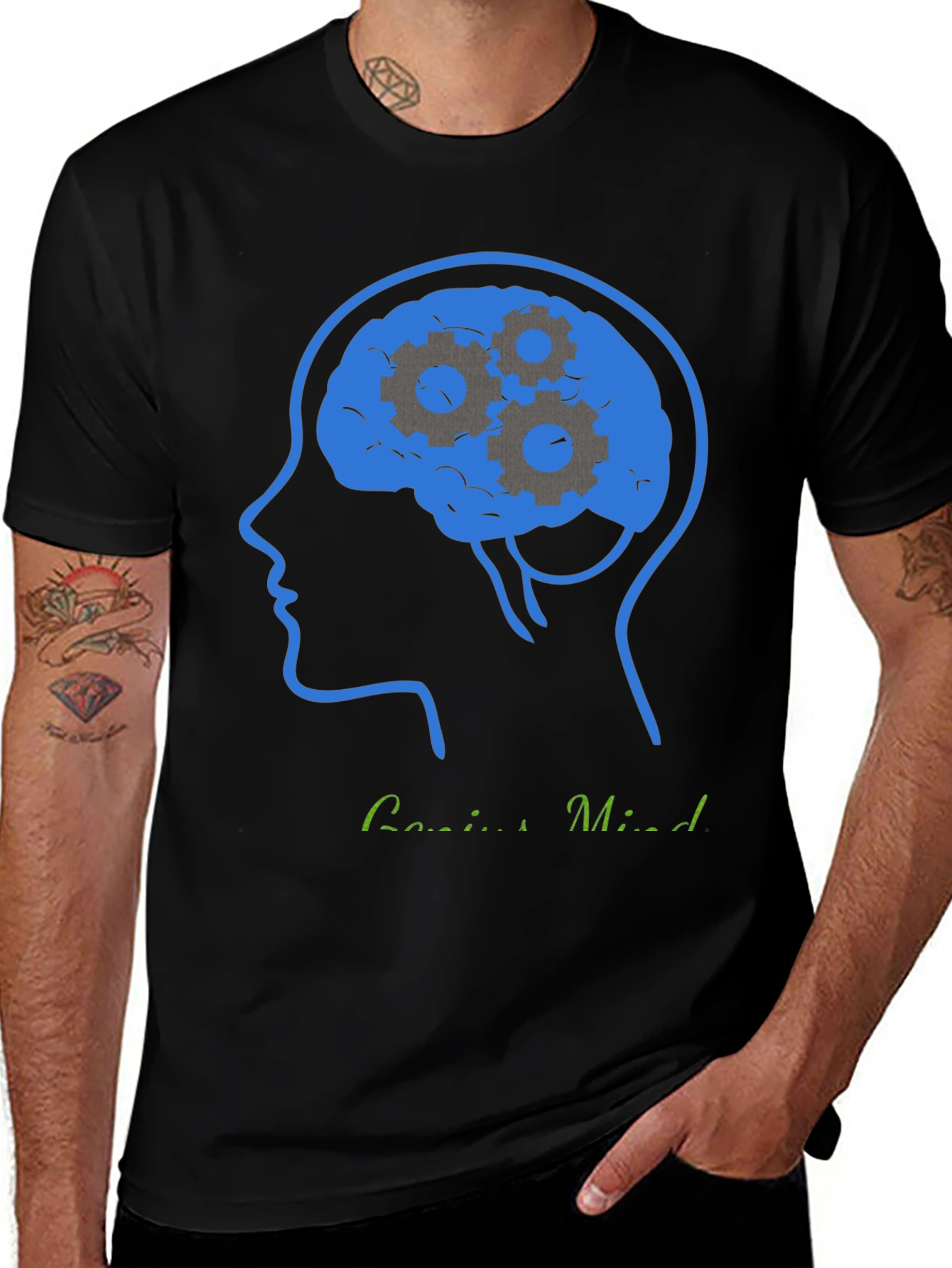 Variant 23 of Genius Mind T-Shirt - Brain Gears Design