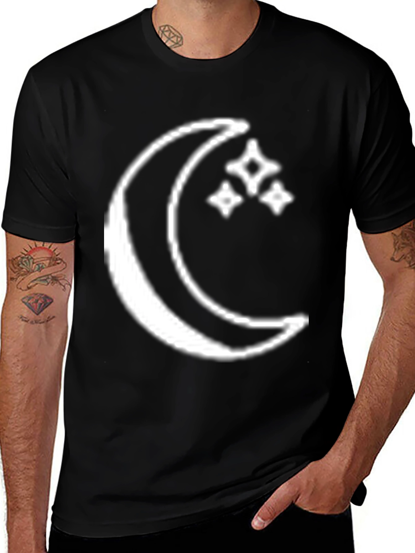 Variant 24 of Moon & Stars Graphic Tee - Celestial Black T-Shirt