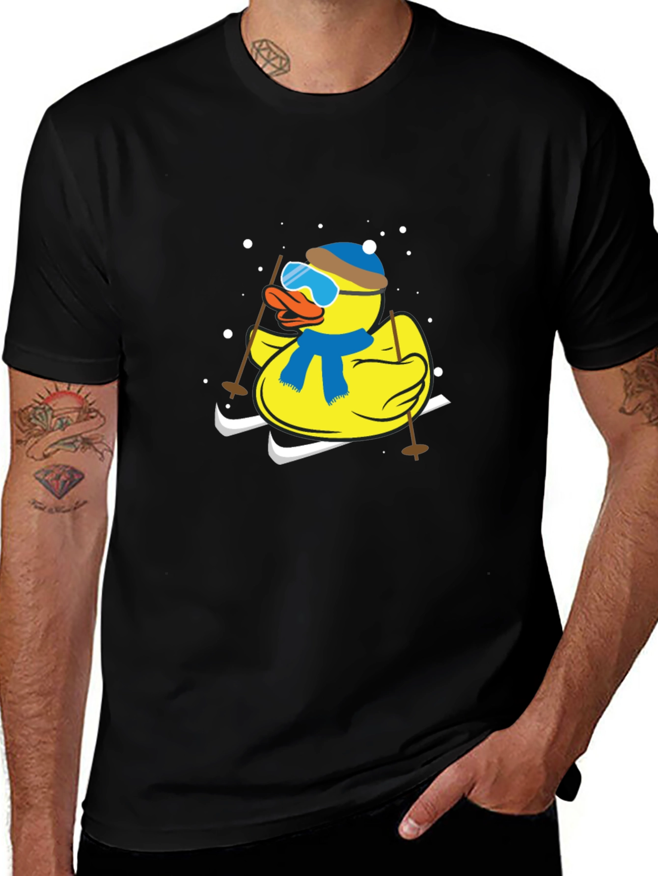 Variant 11 of Skiing Duck Graphic T-Shirt - Quirky Winter Style