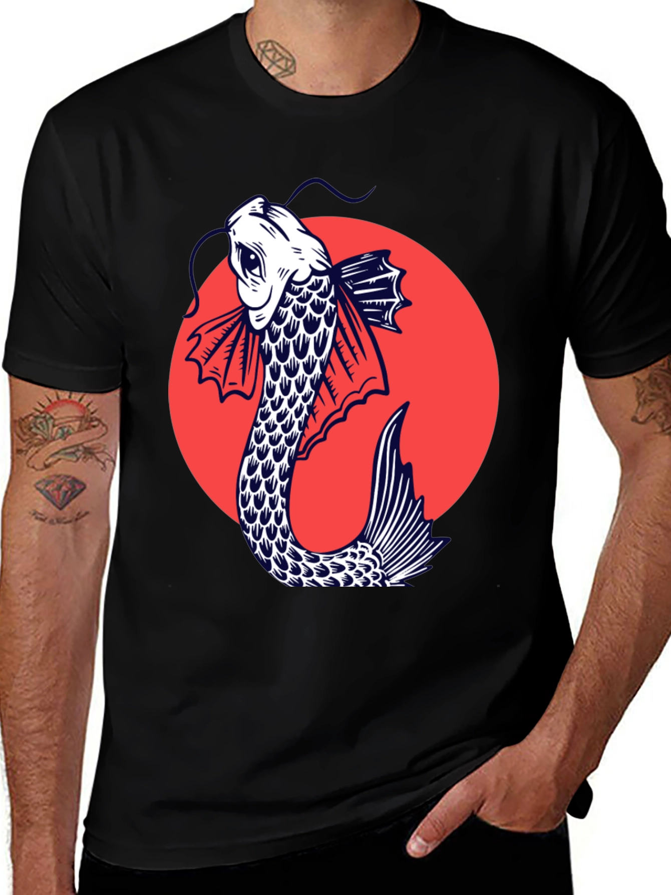Variant 2 of Koi Fish Graphic Tee - Stylish Japanese Art Shirt