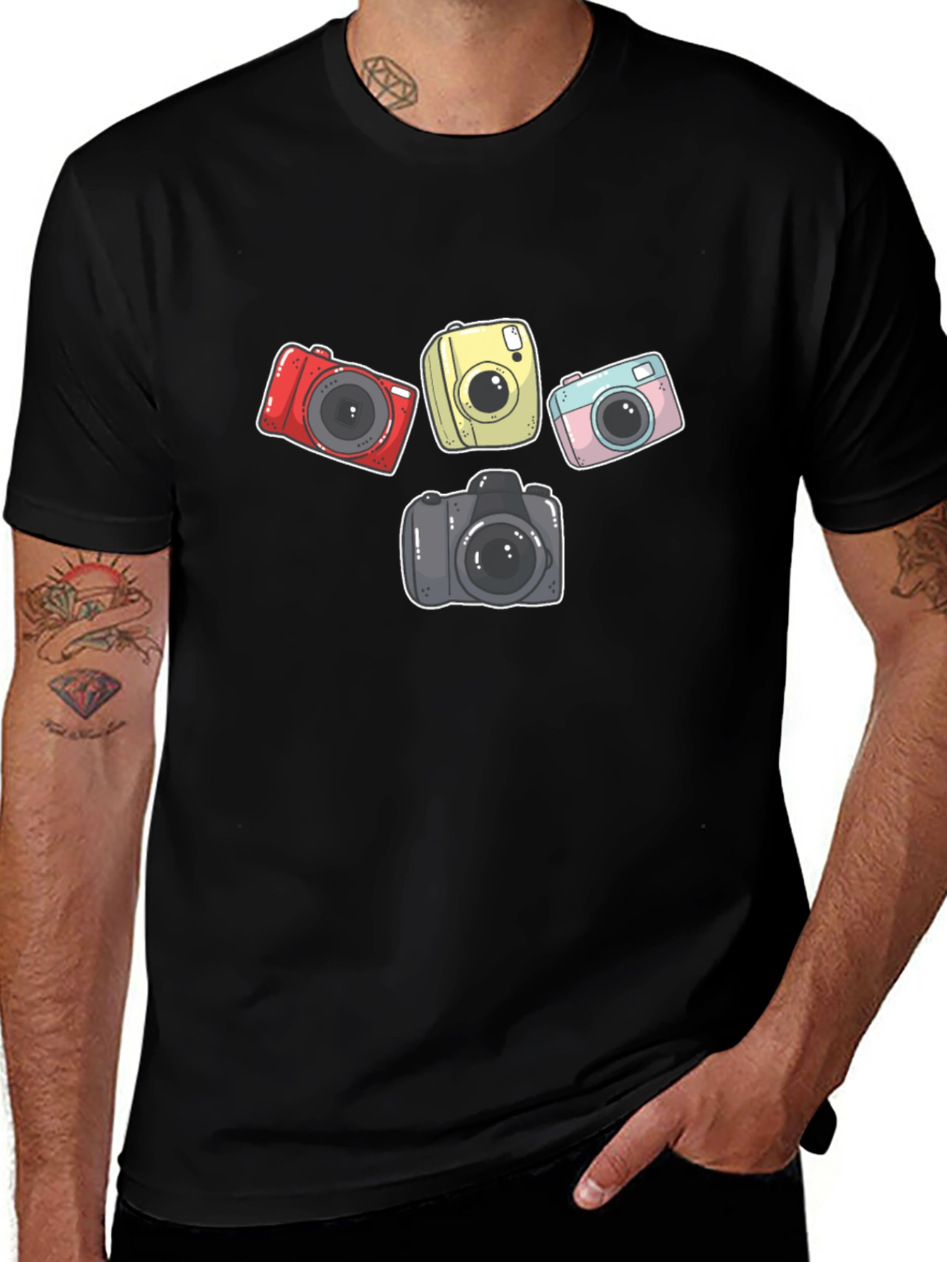 Variant 20 of Retro Camera Graphic Black T-Shirt