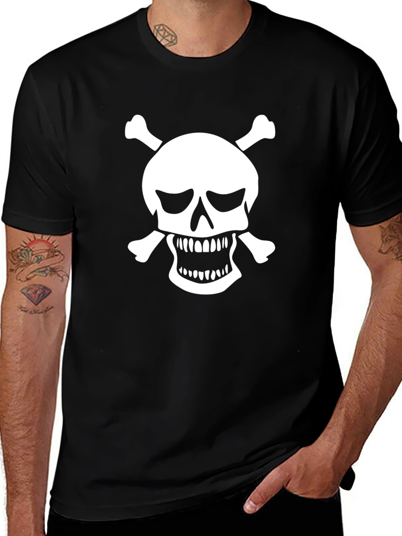 Variant 17 of Skull & Crossbones Graphic Tee - Black Cotton T-Shirt
