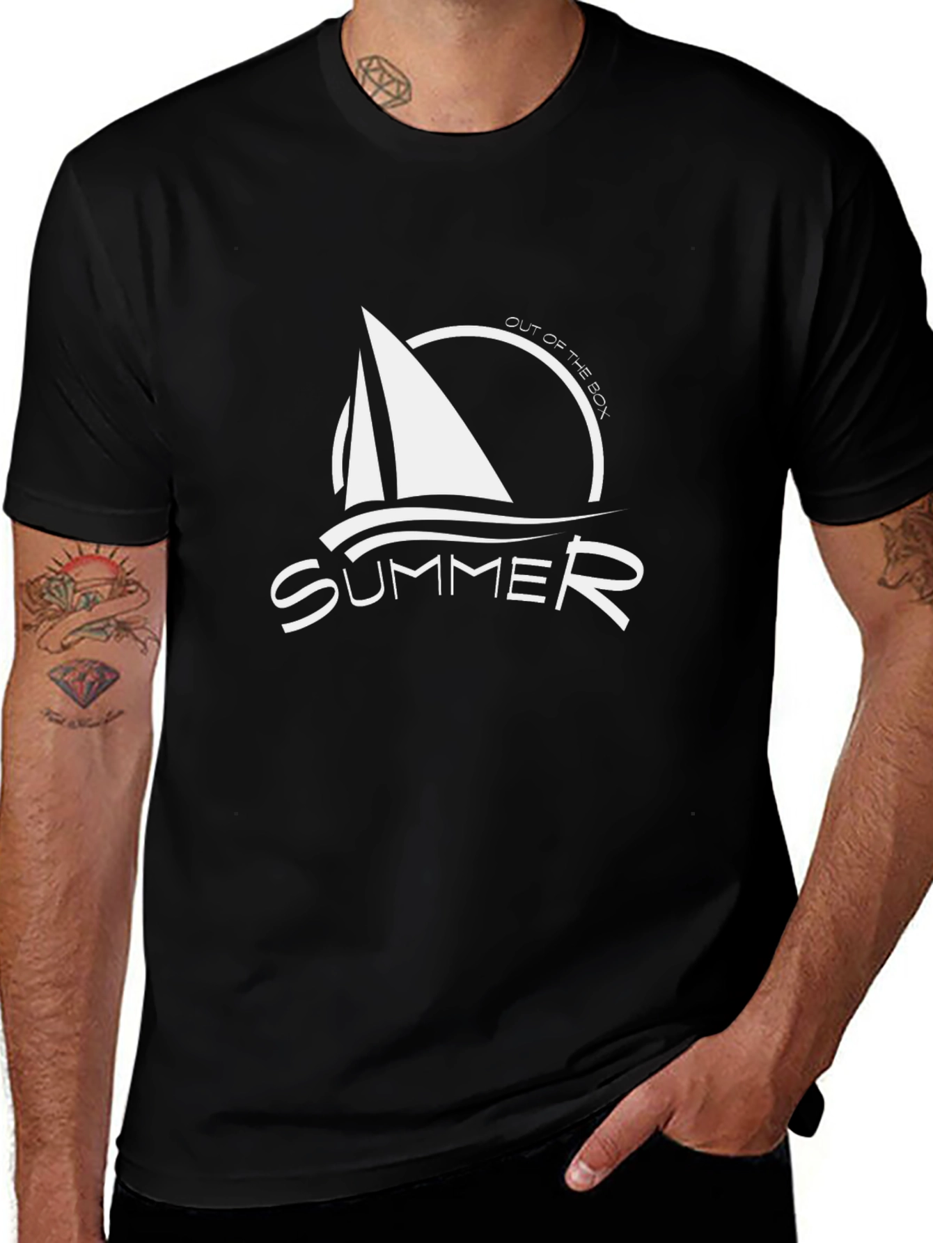 Summer Sailboat Graphic Tee - Black