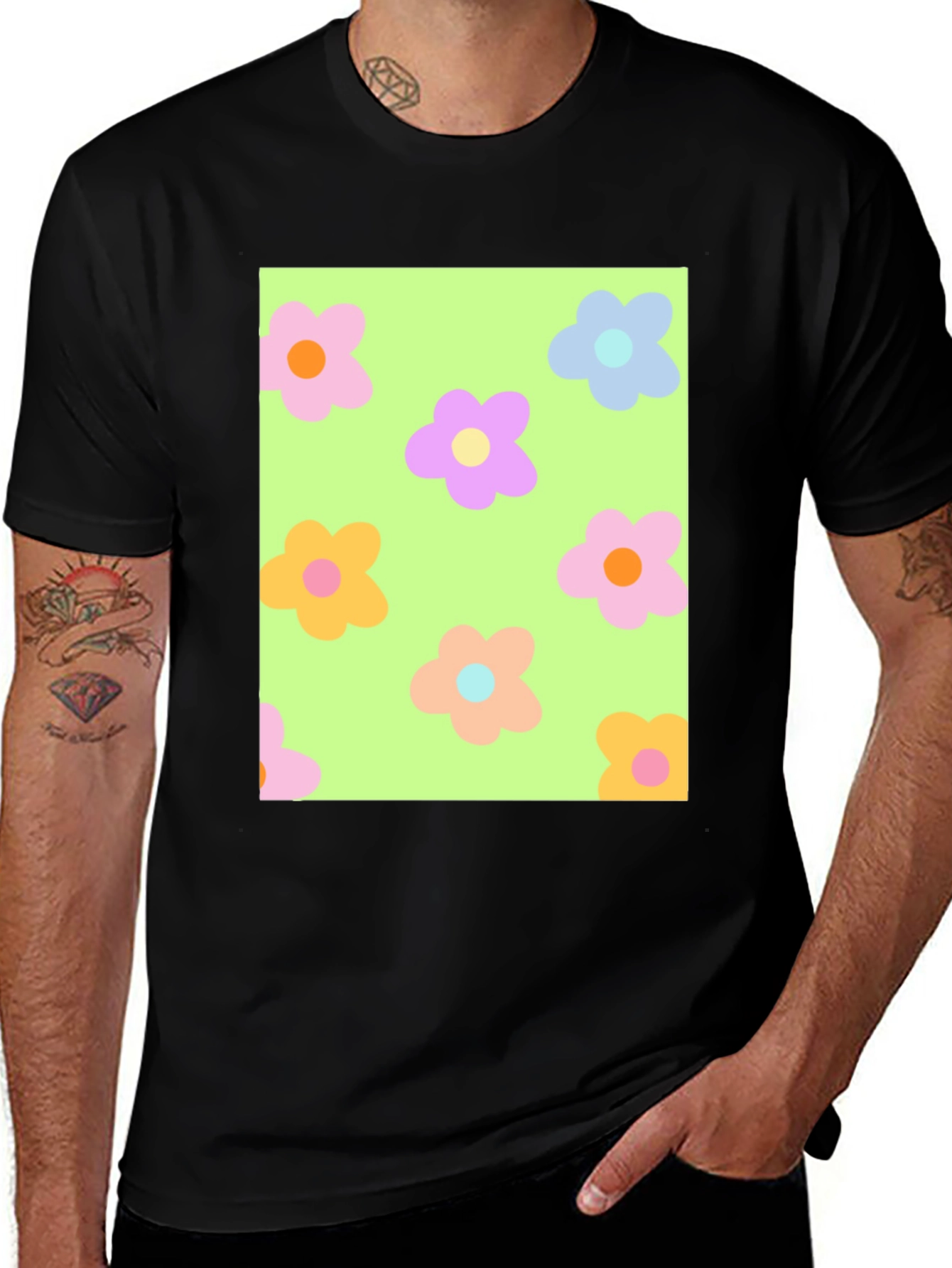 Variant 13 of Retro Flower Power T-Shirt - Trendy Floral Design