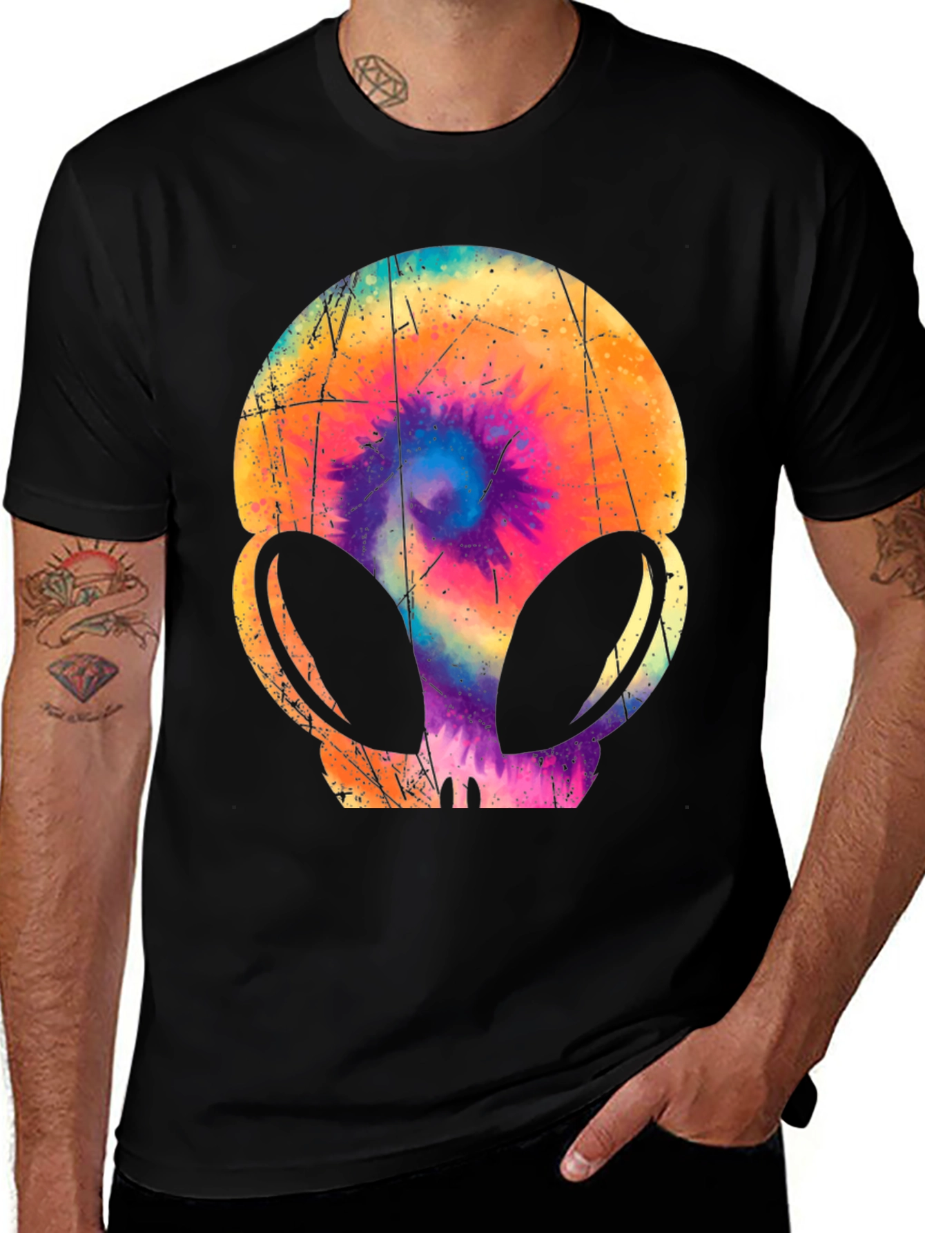 Variant 3 of Retro Alien Tie-Dye Graphic Tee