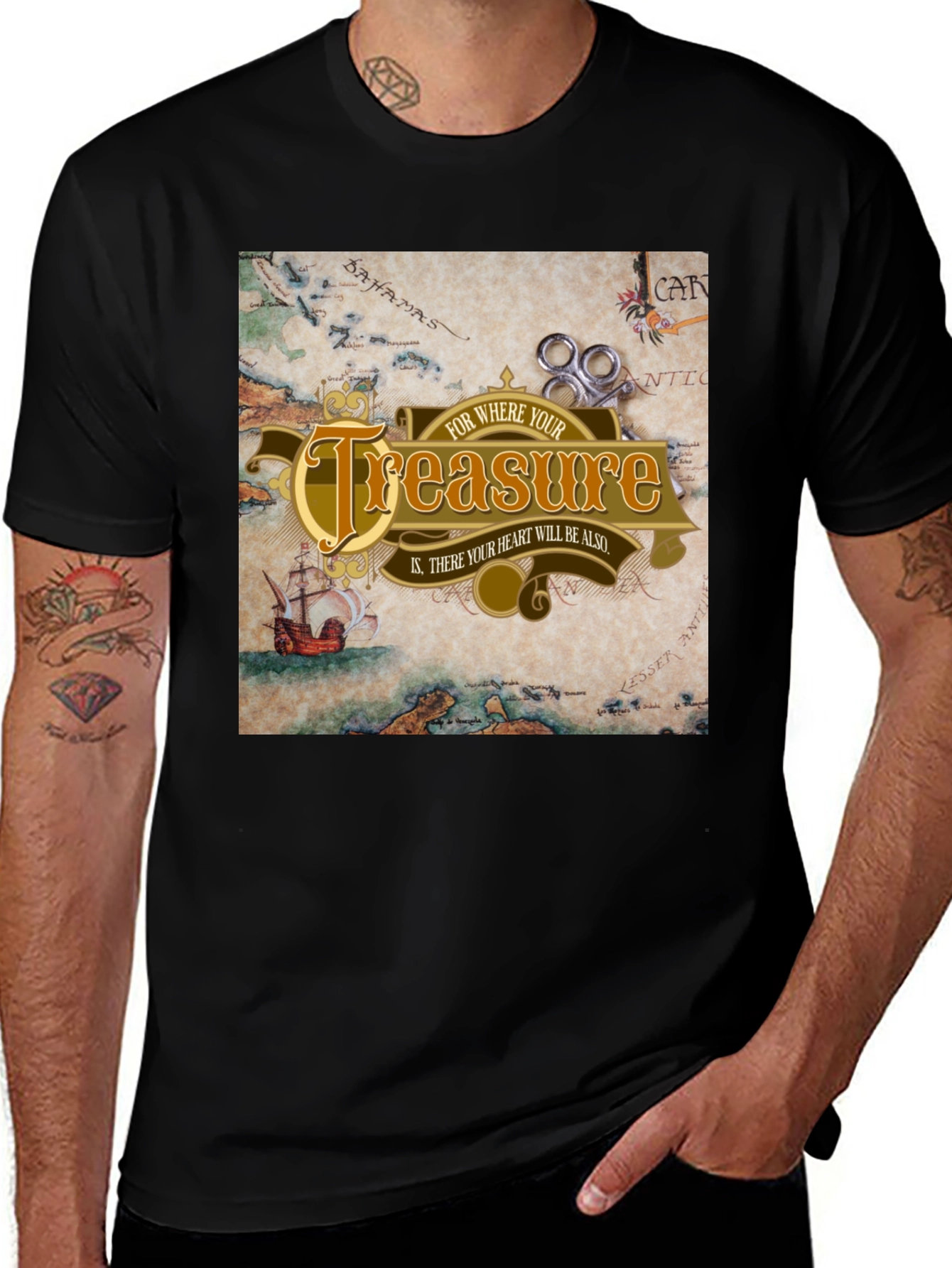Variant 18 of Treasure Map T-Shirt: Where Your Heart Is, Cotton Tee