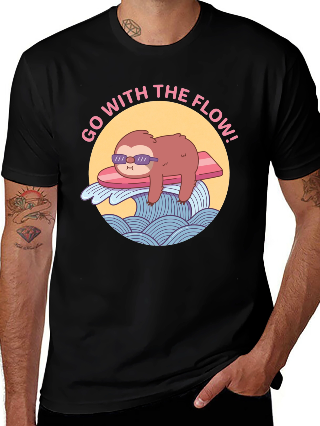 Variant 23 of Go With The Flow Sloth Graphic Tee