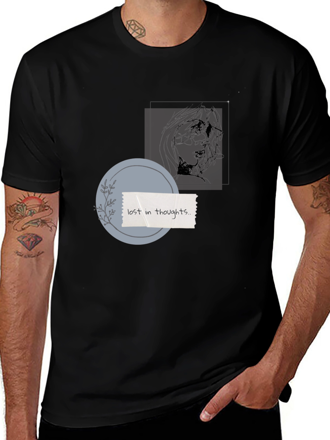 Variant 14 of Lost in Thoughts Graphic Tee - Modern Casual Style