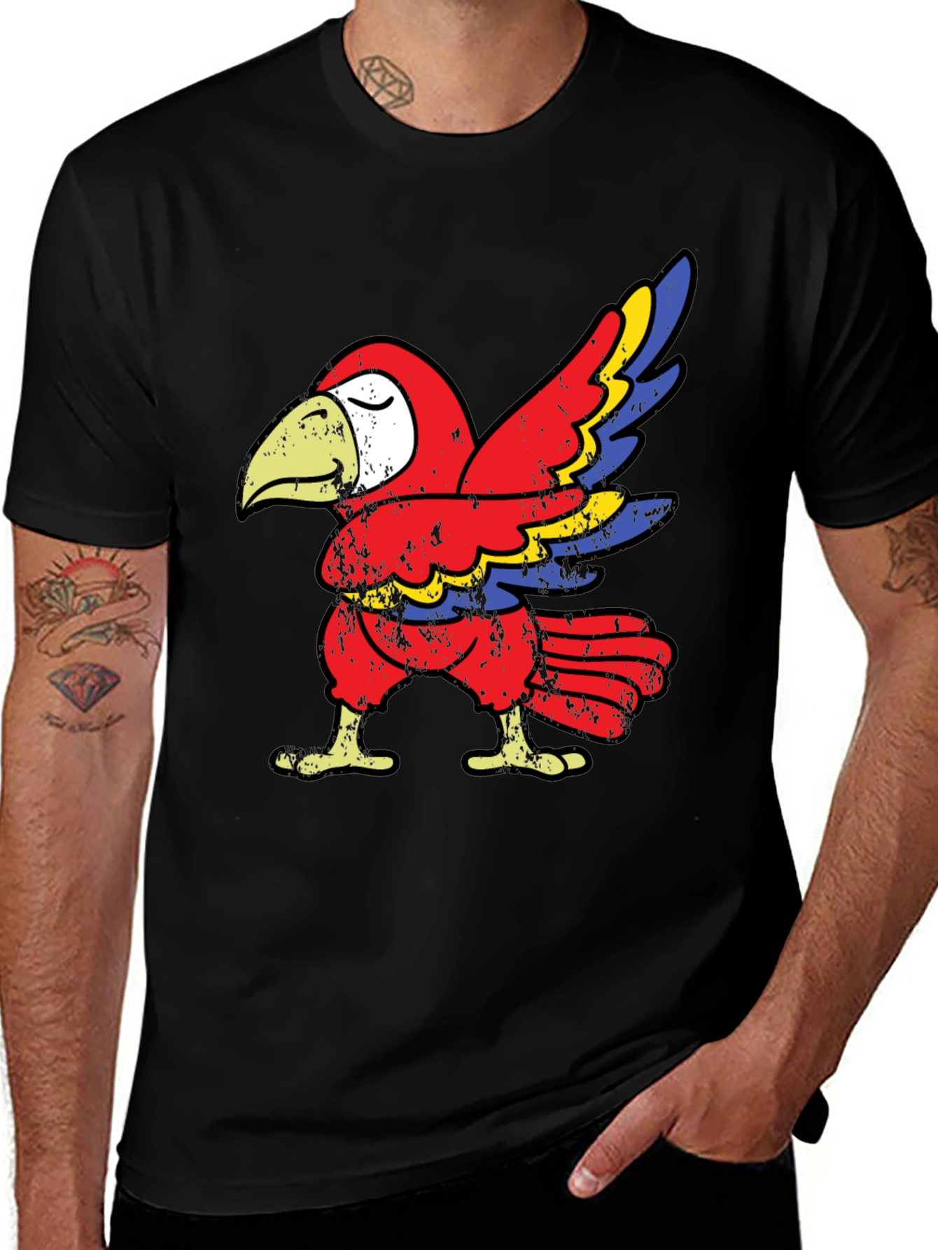 Variant 5 of Dabbing Parrot Graphic Tee - Novelty Animal Humor T-Shirt