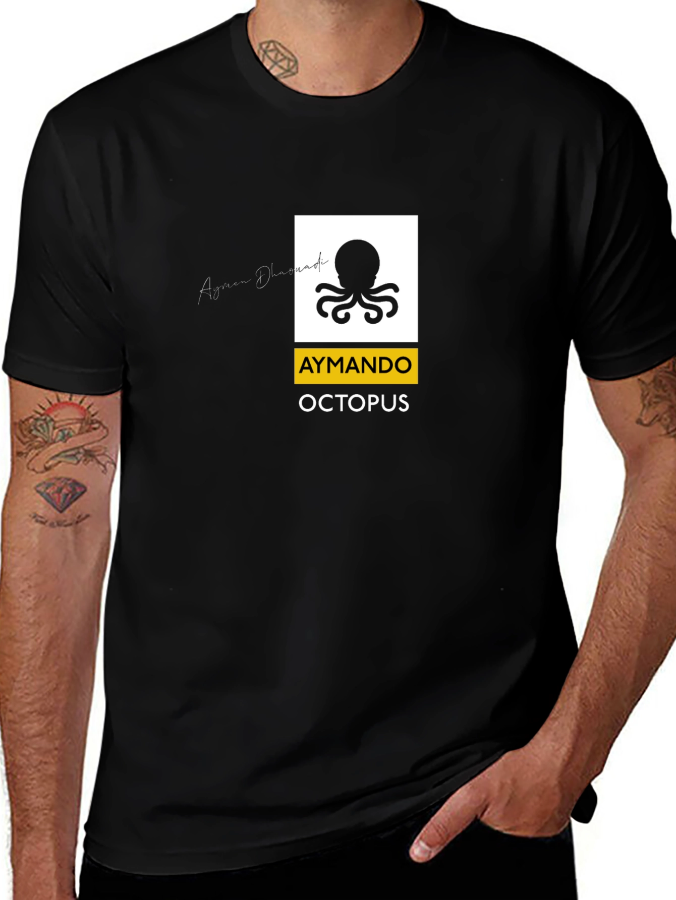 Variant 15 of Aymando Octopus Graphic T-Shirt - Black