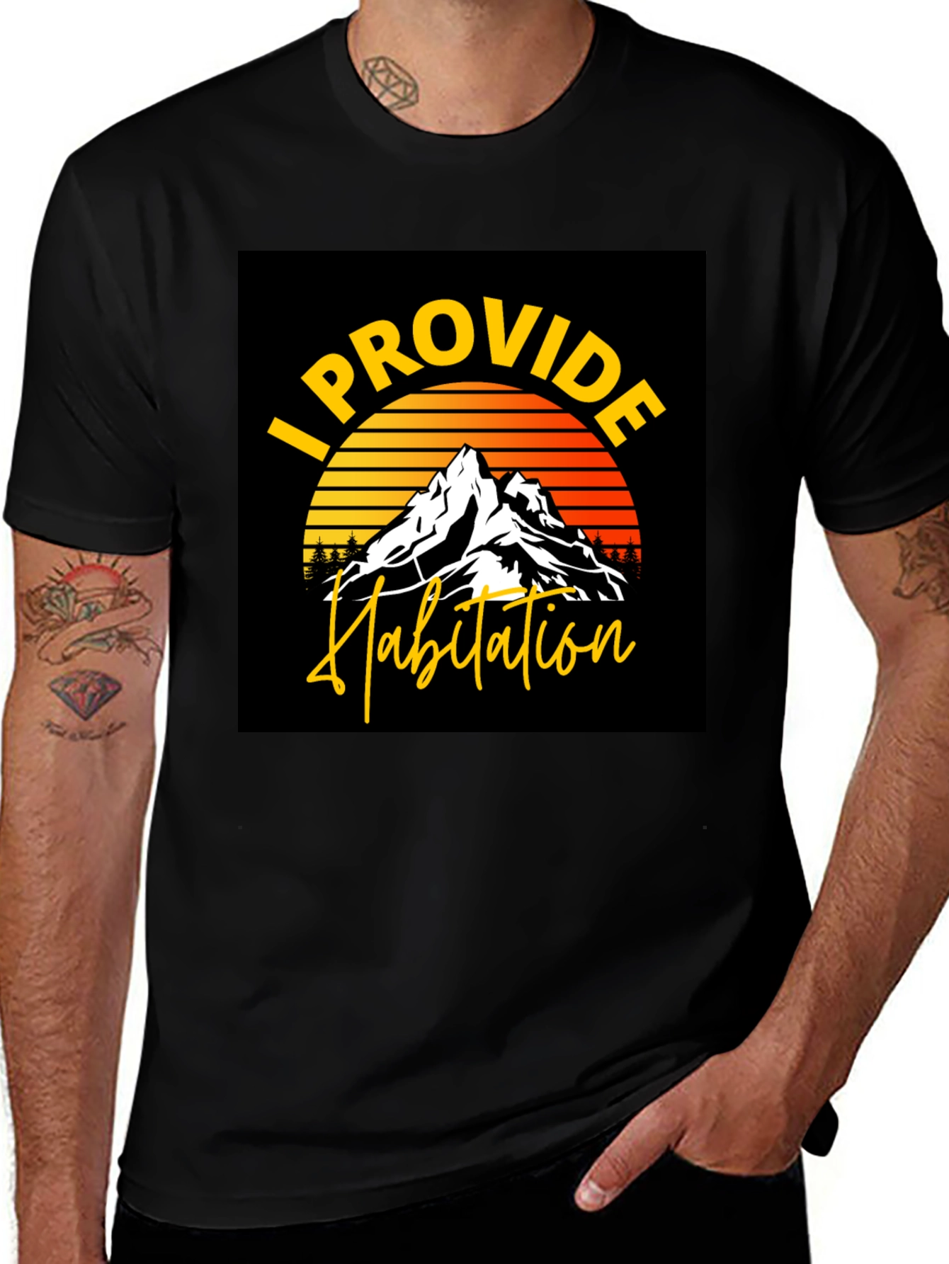 Variant 6 of I Provide Habitation Mountain Sunset Graphic Tee