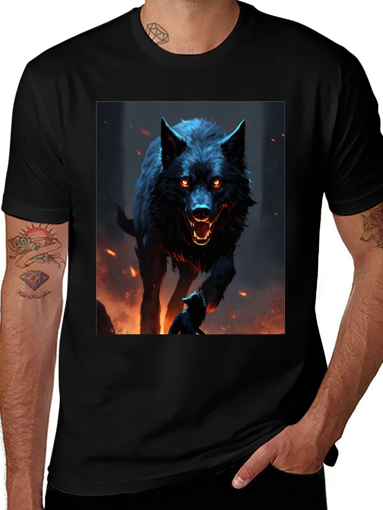 Variant 15 of Wolf Graphic Black T-Shirt - Men's Fashion Tee