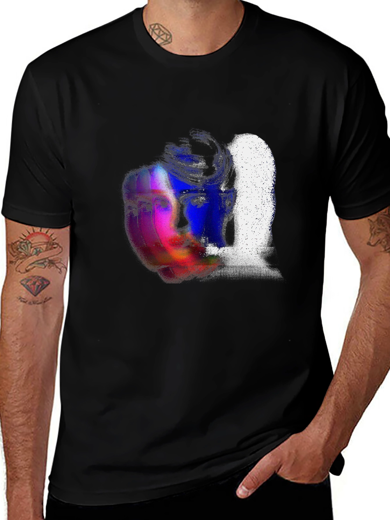 Abstract Face Graphic Black T-Shirt
