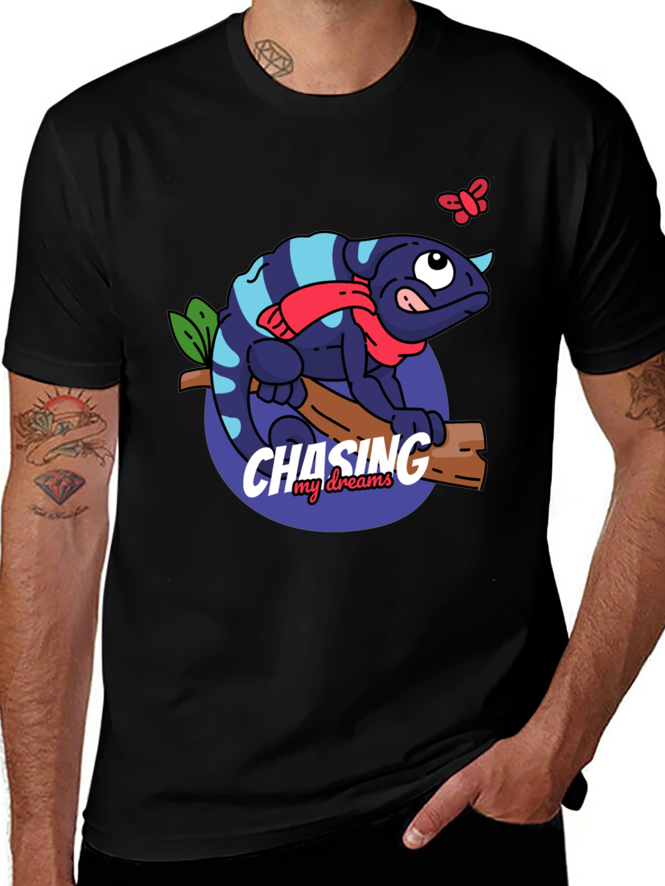 Variant 5 of Chameleon "Chasing Dreams" Graphic Tee - Black