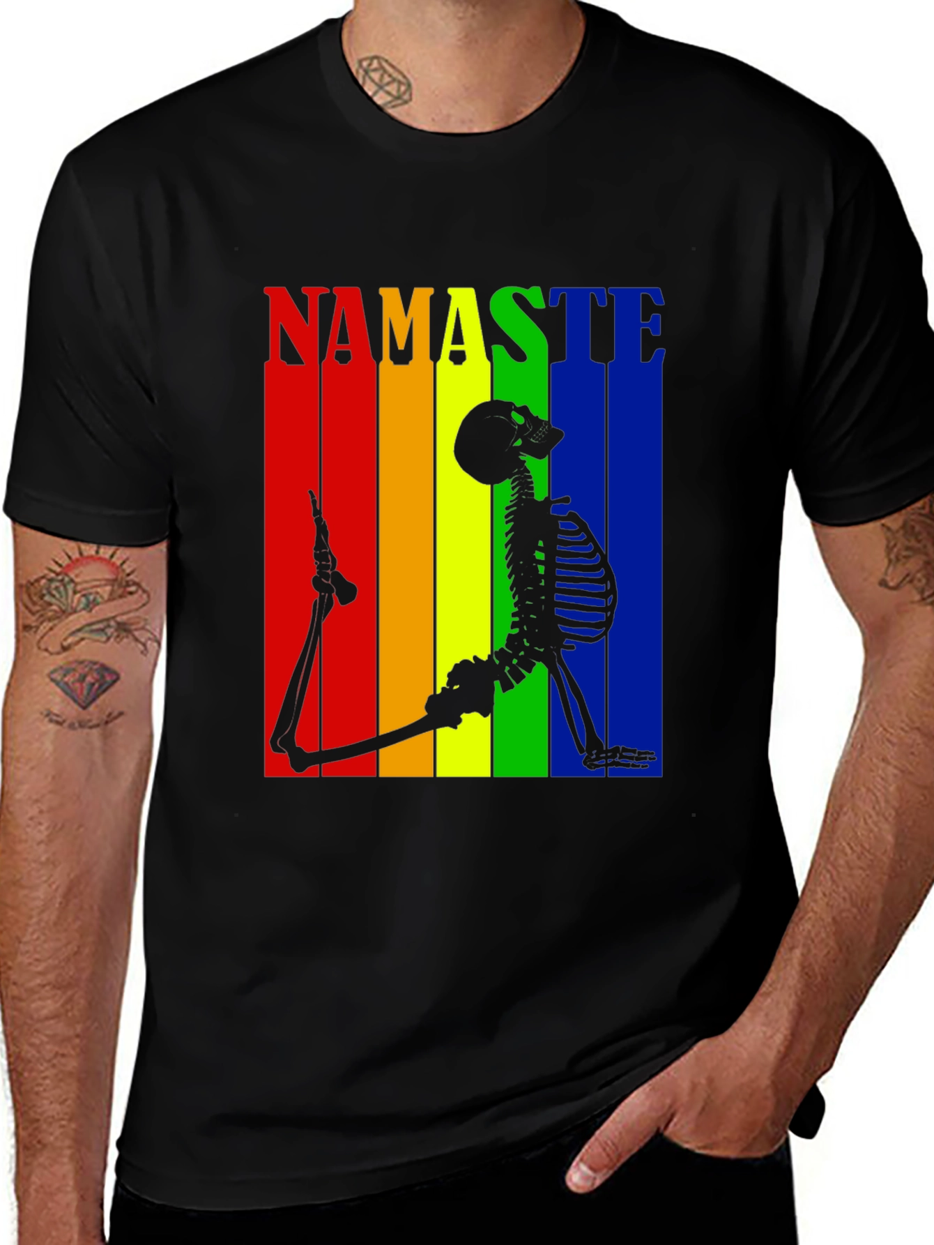 Variant 15 of Namaste Skeleton Yoga Graphic Tee