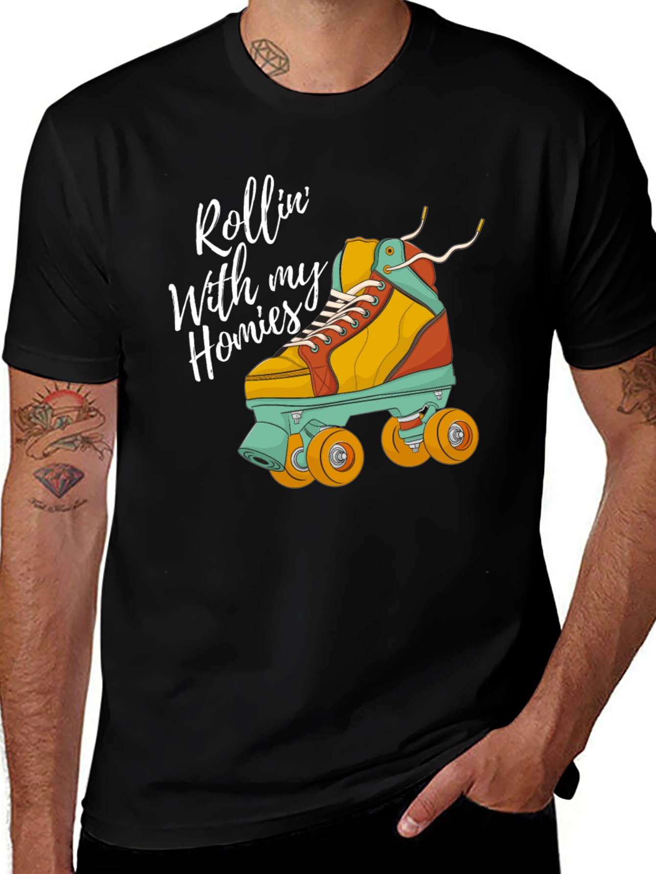 Variant 26 of Rollin' With My Homies Retro Roller Skate T-Shirt