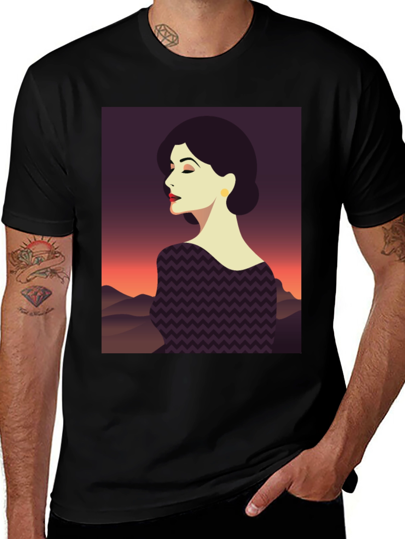 Variant 16 of Stylish Woman Graphic Tee - Black