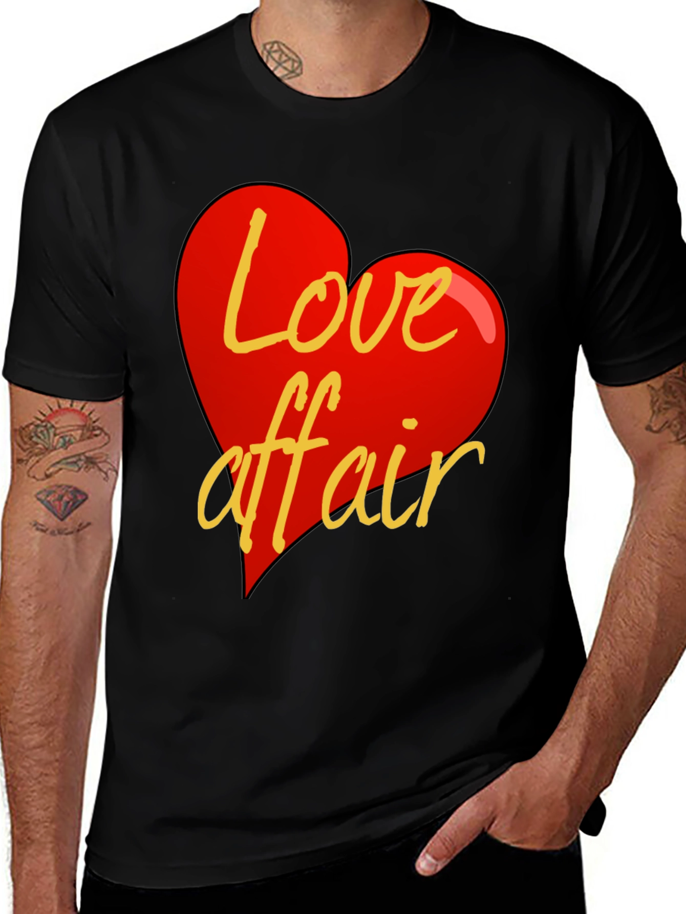Variant 20 of Love Affair Graphic Tee - Black Crew Neck T-Shirt