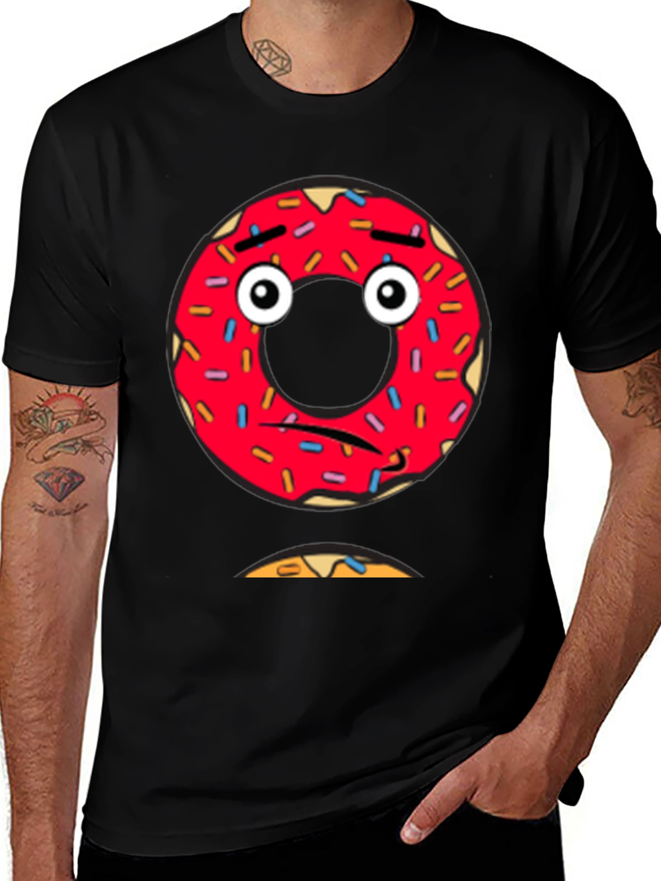 Variant 24 of Sad Donut Graphic Tee - Men's Black T-Shirt