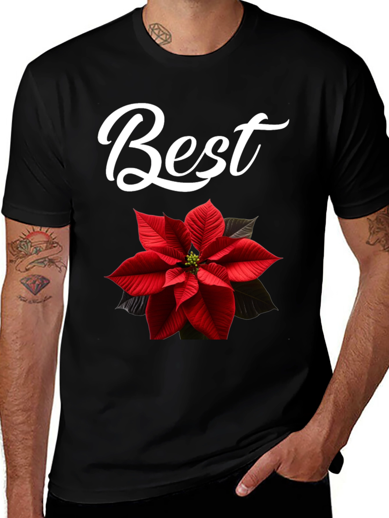 Variant 24 of Best Poinsettia Graphic Tee - Holiday Fashion