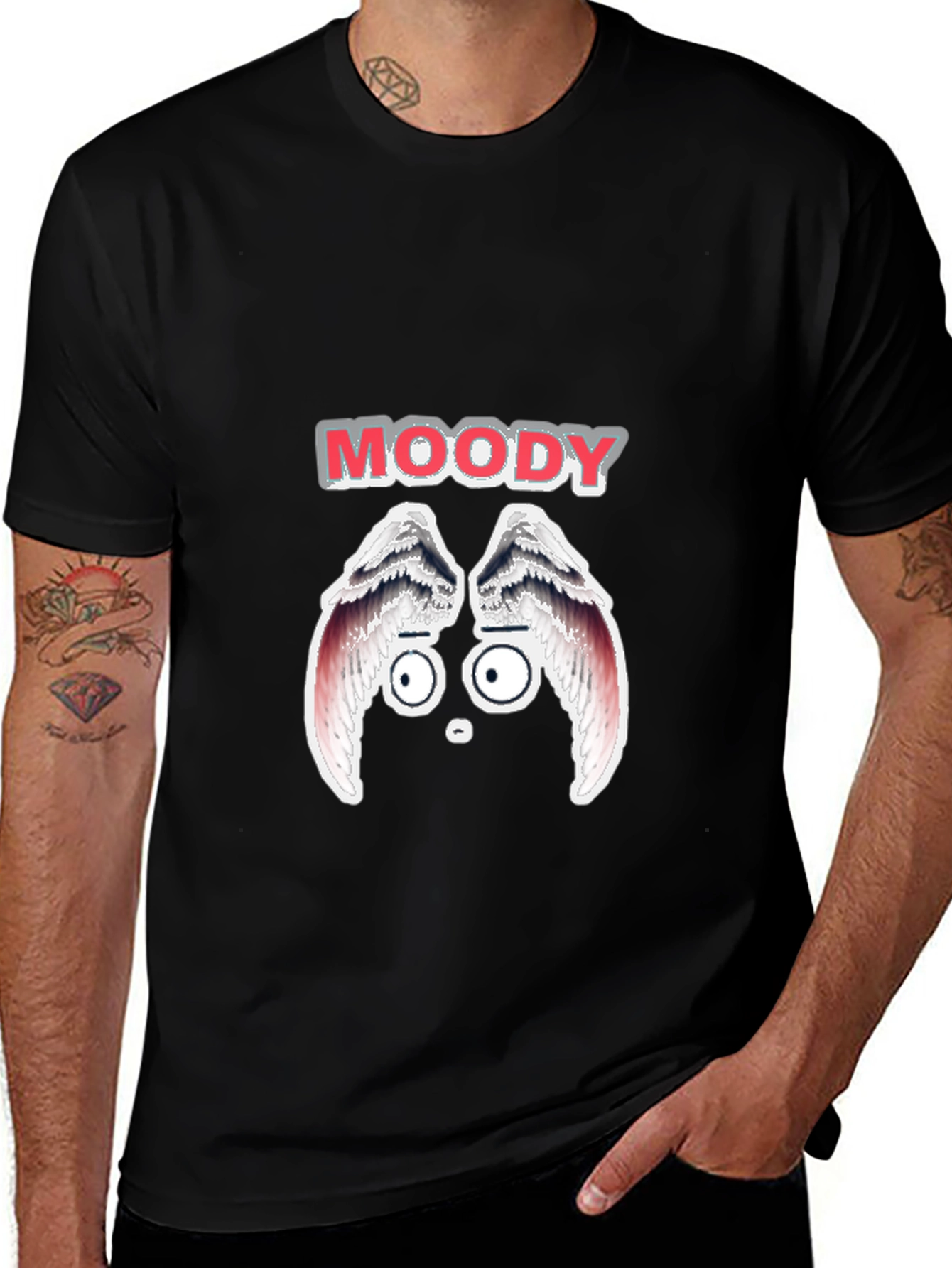 Variant 26 of Moody Graphic Print Men's Black T-Shirt