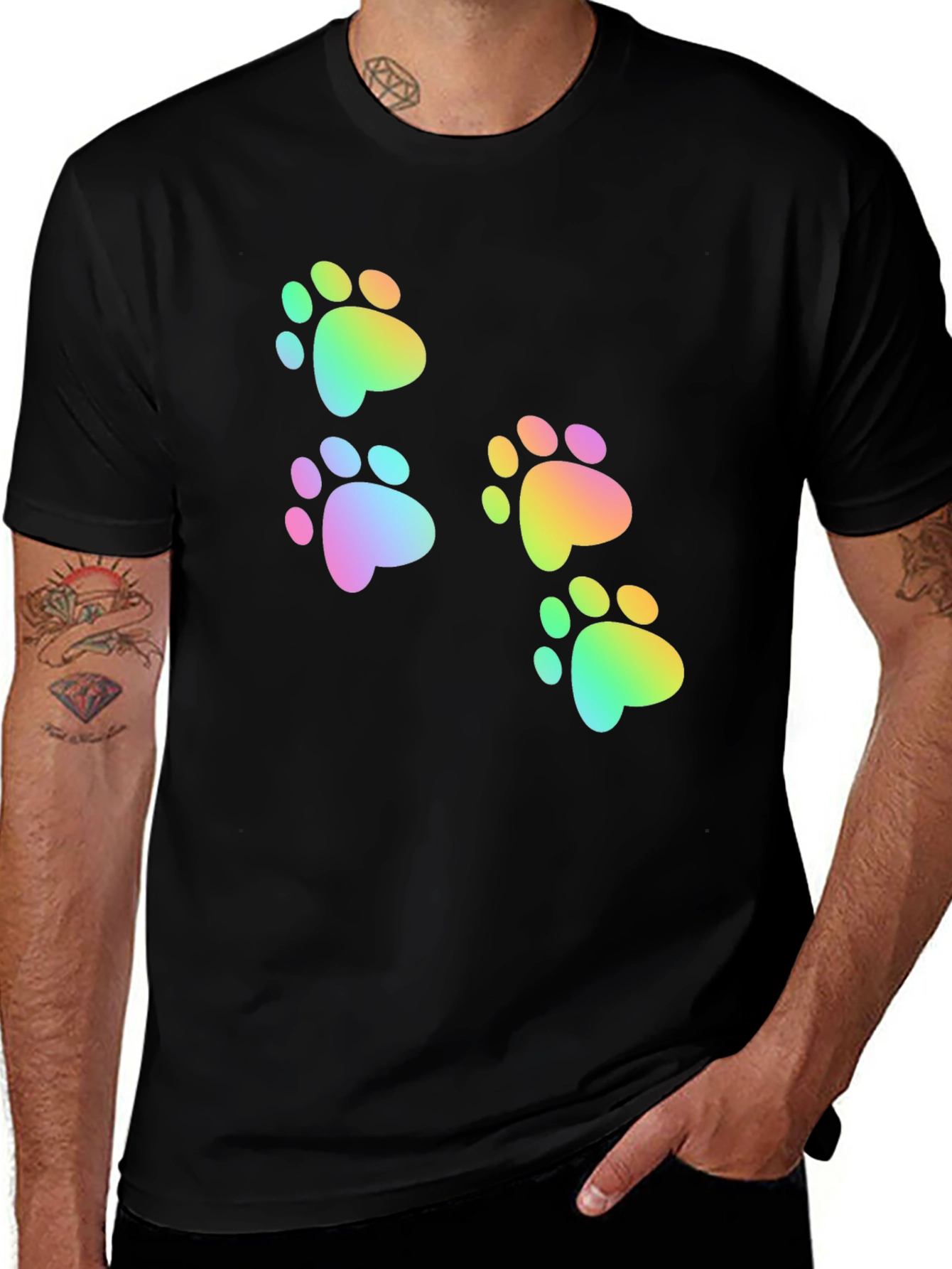 Rainbow Paw Print Graphic Tee